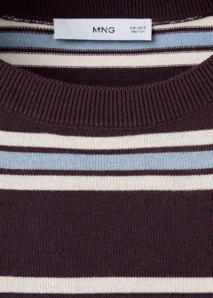 Striped fine knit sweater — Maroon