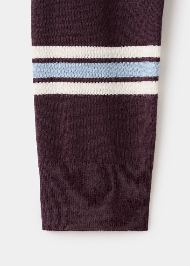 Striped fine knit sweater — Maroon