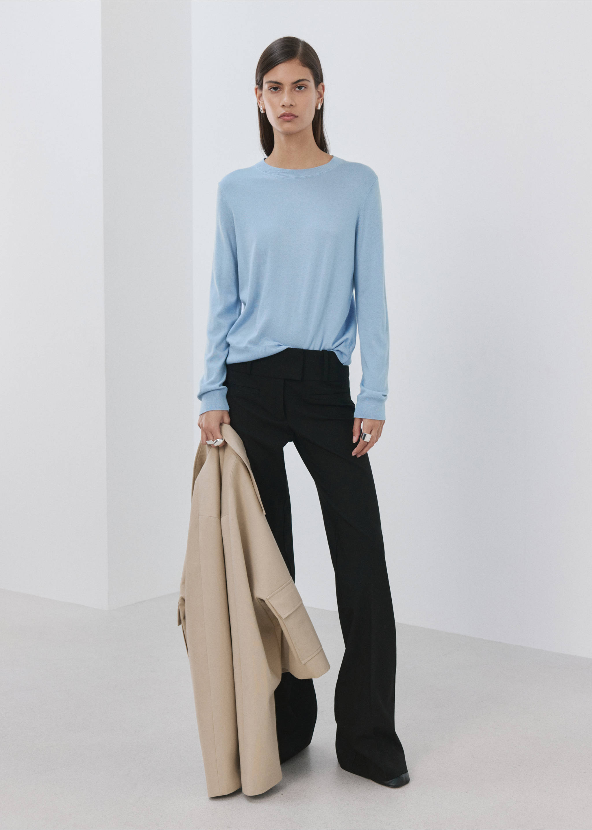 Pull en maille à col rond - Plan général, Bleu ciel. Ref: 27014777-00.