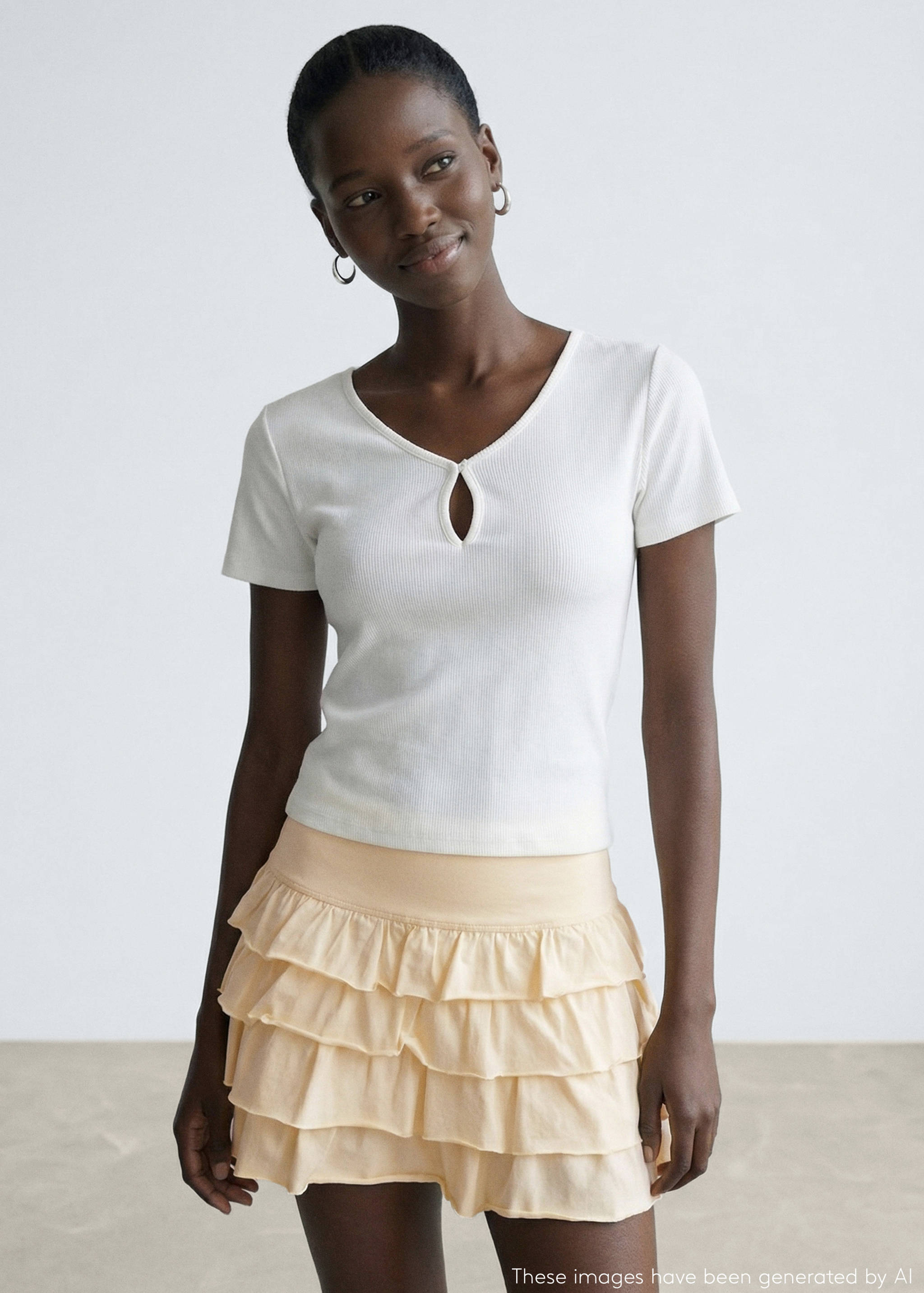 Короткая юбка с оборками - Средний план