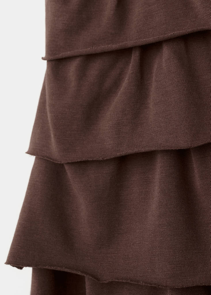 Ruffled short skirt — Brown