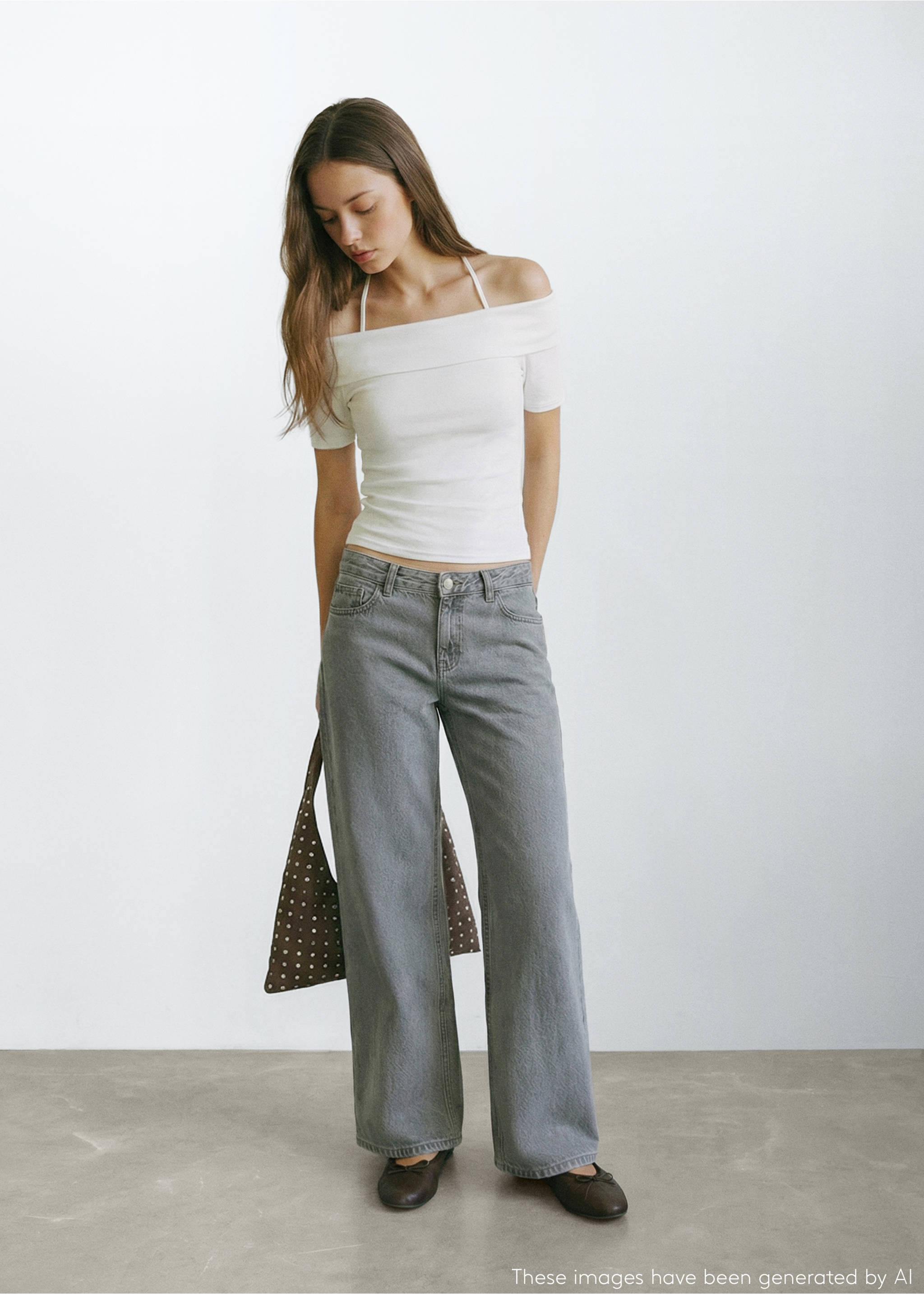 Топ с открытыми плечами - Общий план, Грязно-белый. Ref: 27014781-00.