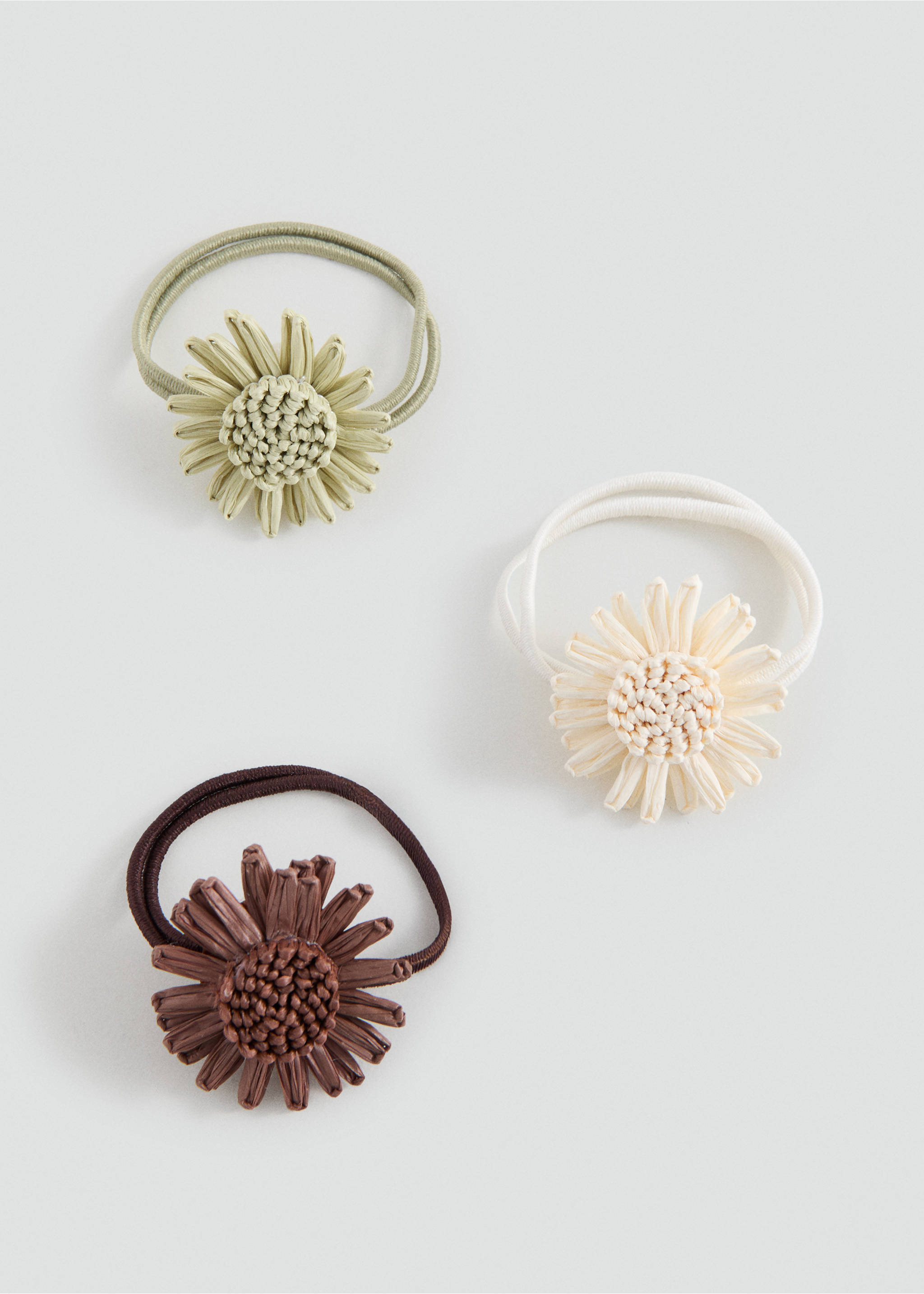 3-pack flower hair ties - Article without model, Sand. Ref: 27014786-00.