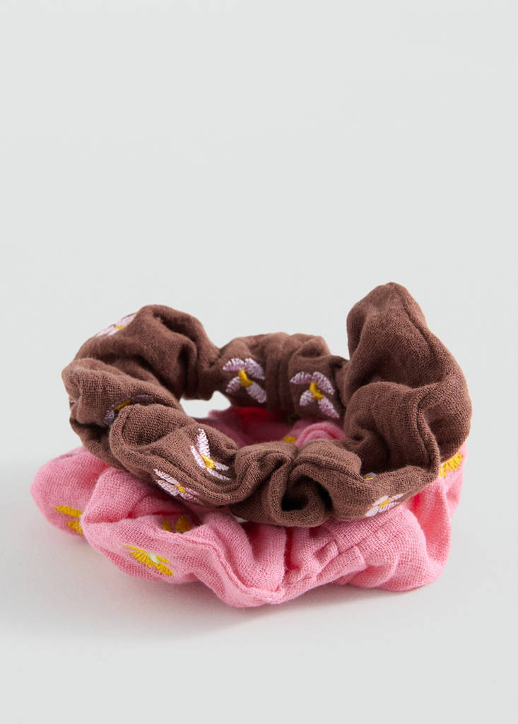 Pack 2 flower scrunchies — Pink