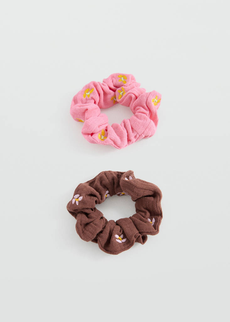 Pack 2 flower scrunchies — Pink