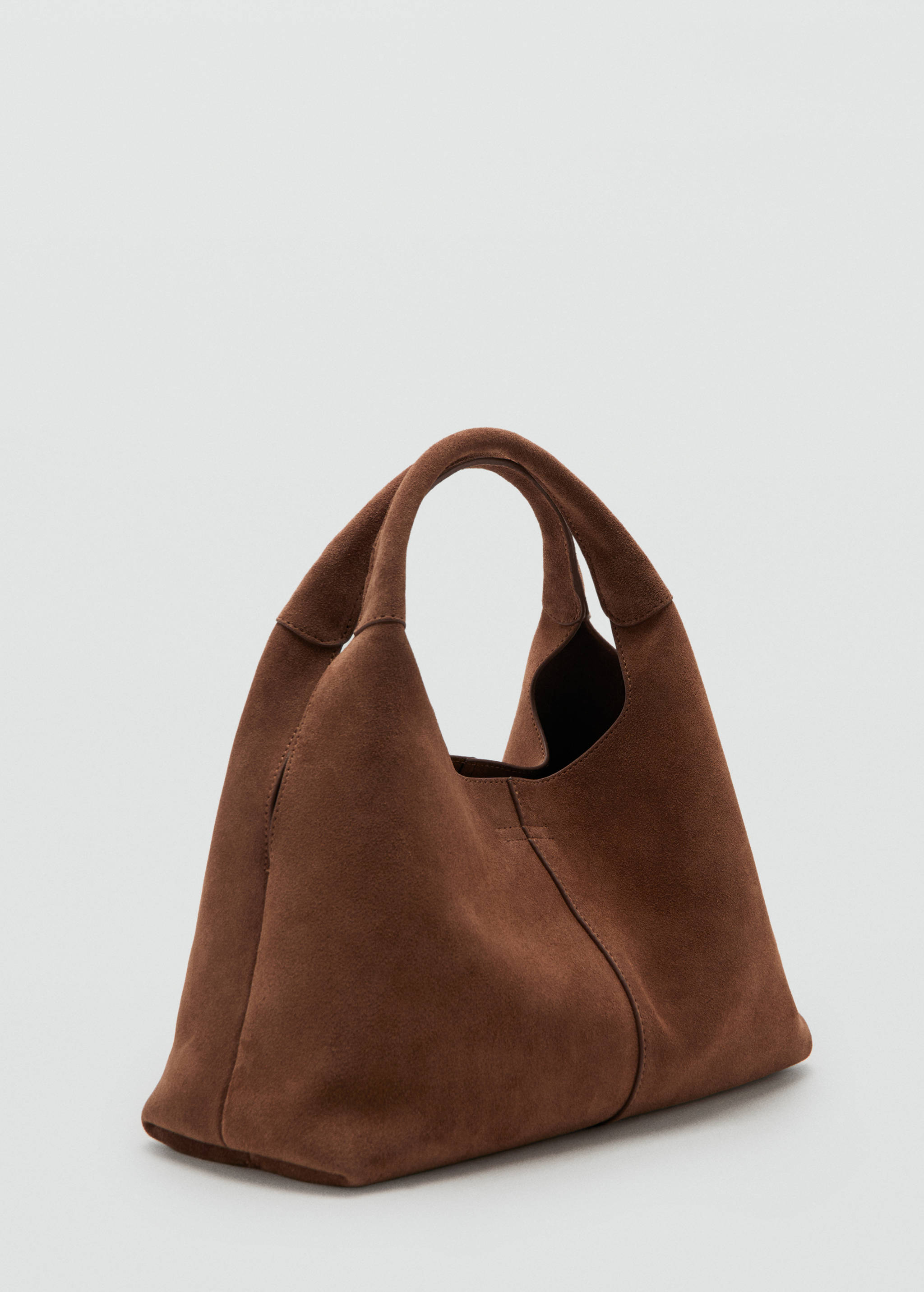 Suede shoulder bag with stitching - Medium plane