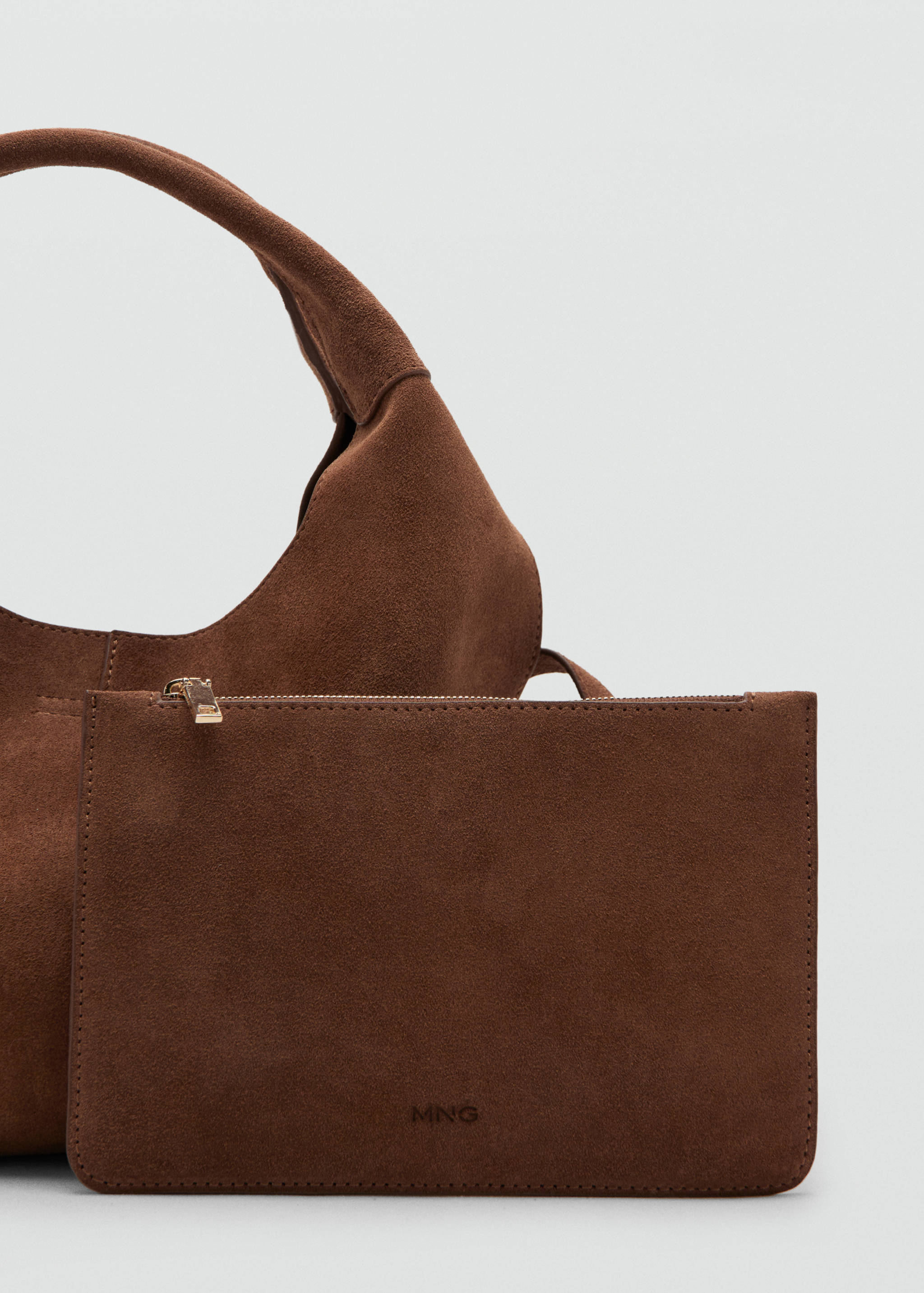 Suede shoulder bag with stitching - Details of the article 1