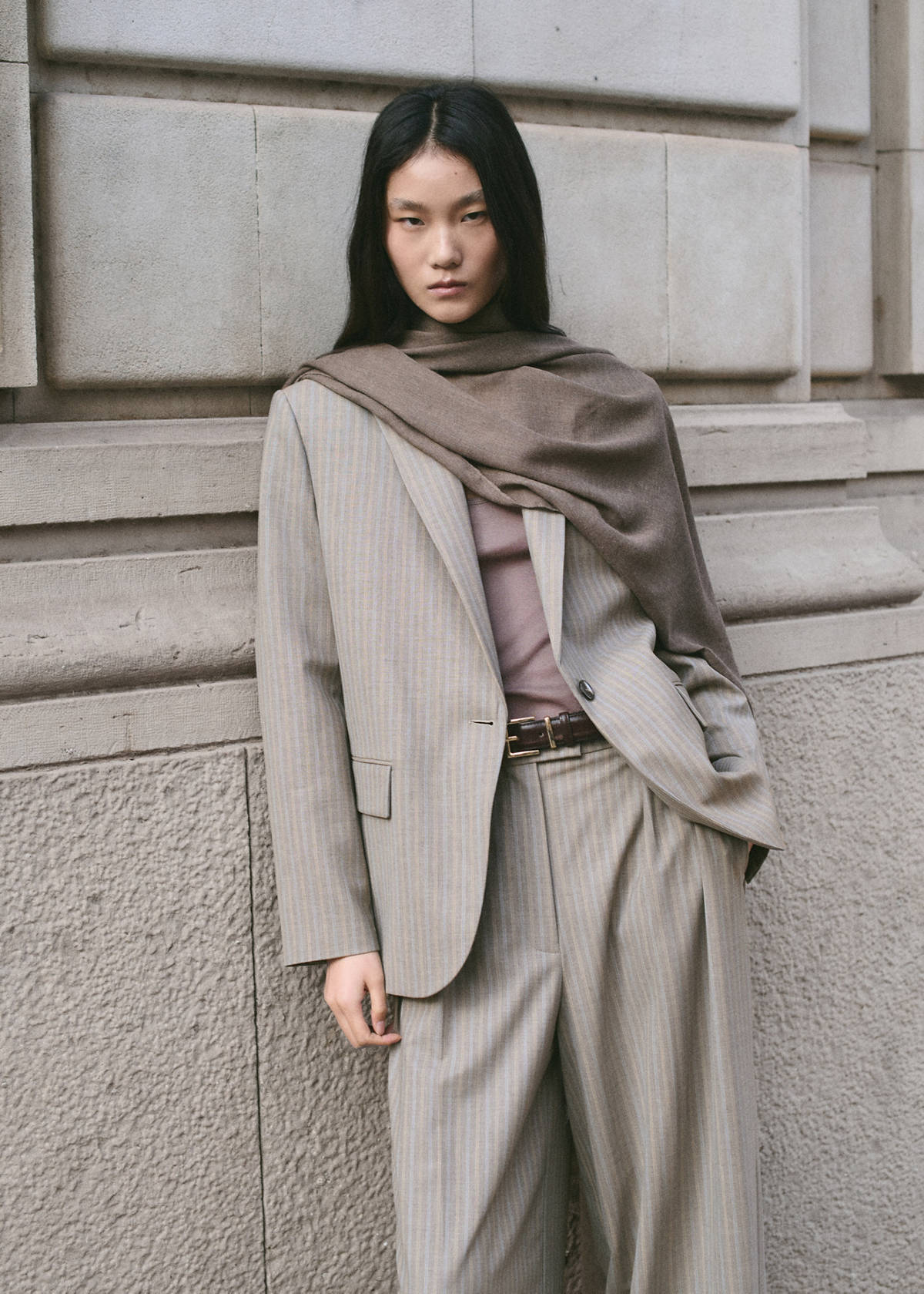 Wool blend suit trousers — Medium Brown