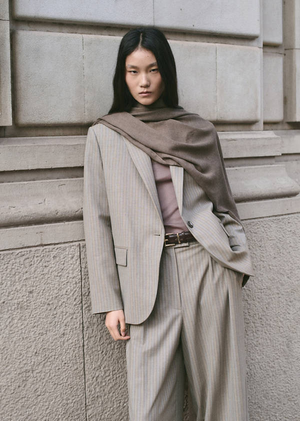 Wool blend suit trousers — Medium Brown