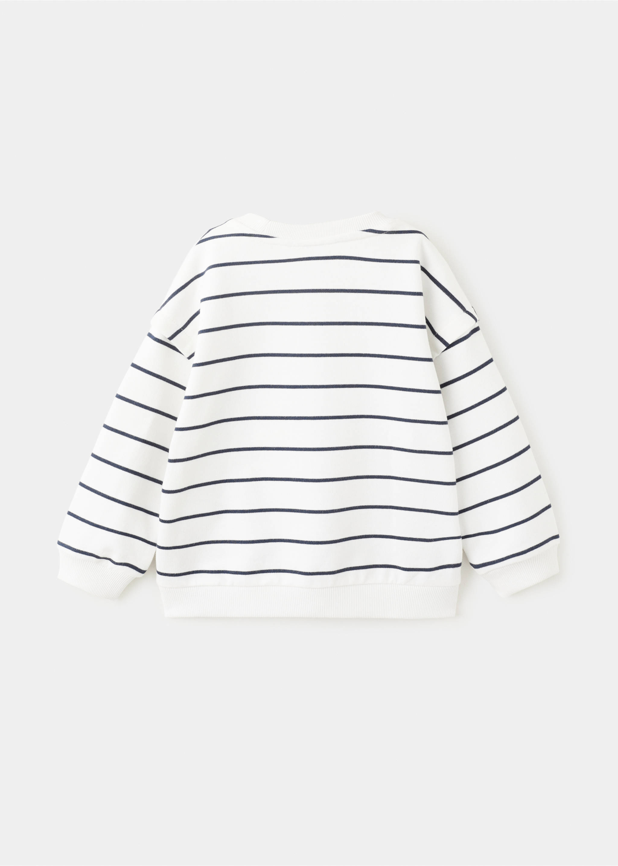 Sudadera algodón rayas - Reverso del artículo, Blanco roto. Ref: 27015148-00.