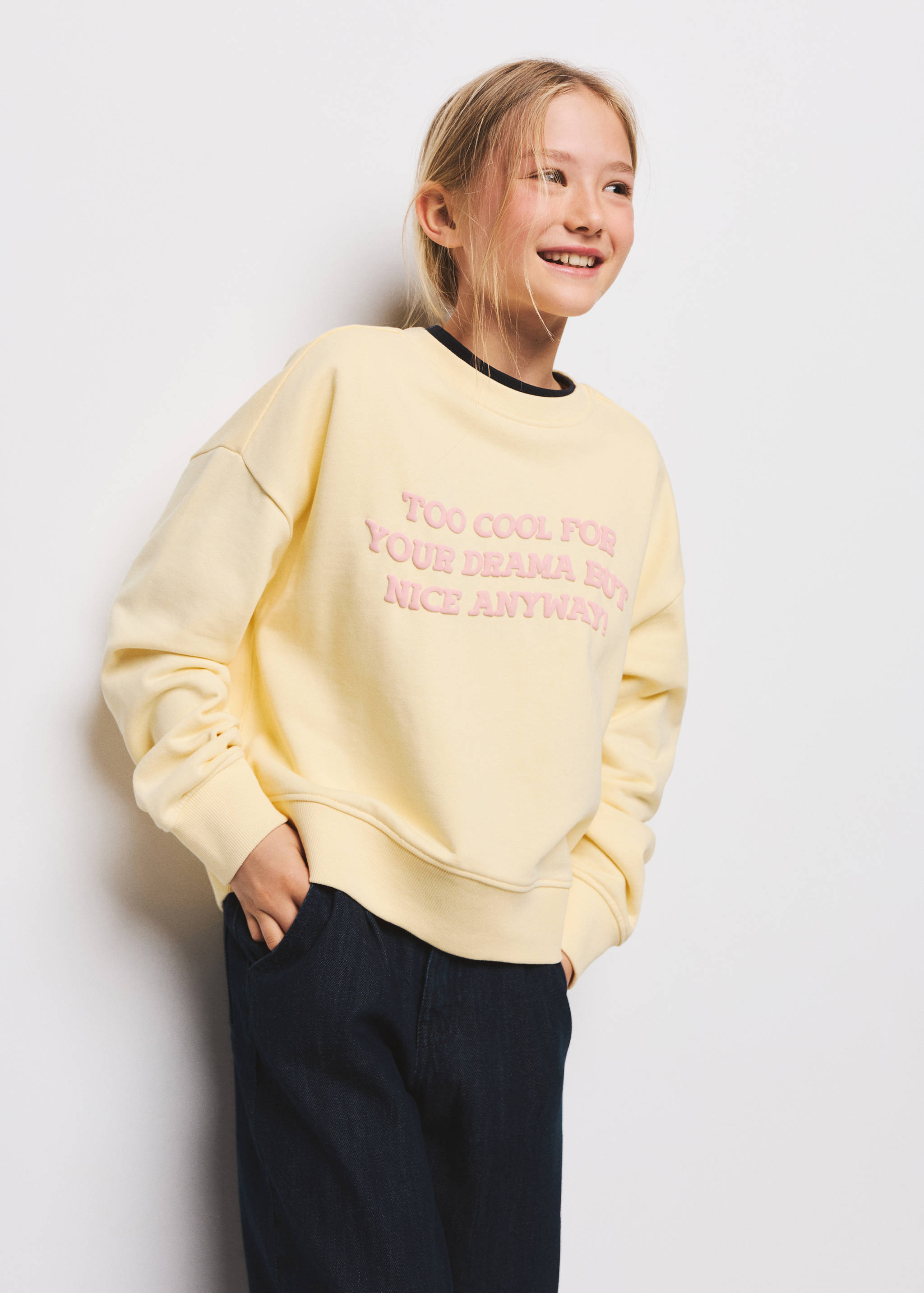 Cotton sweatshirt with text - Medium plane