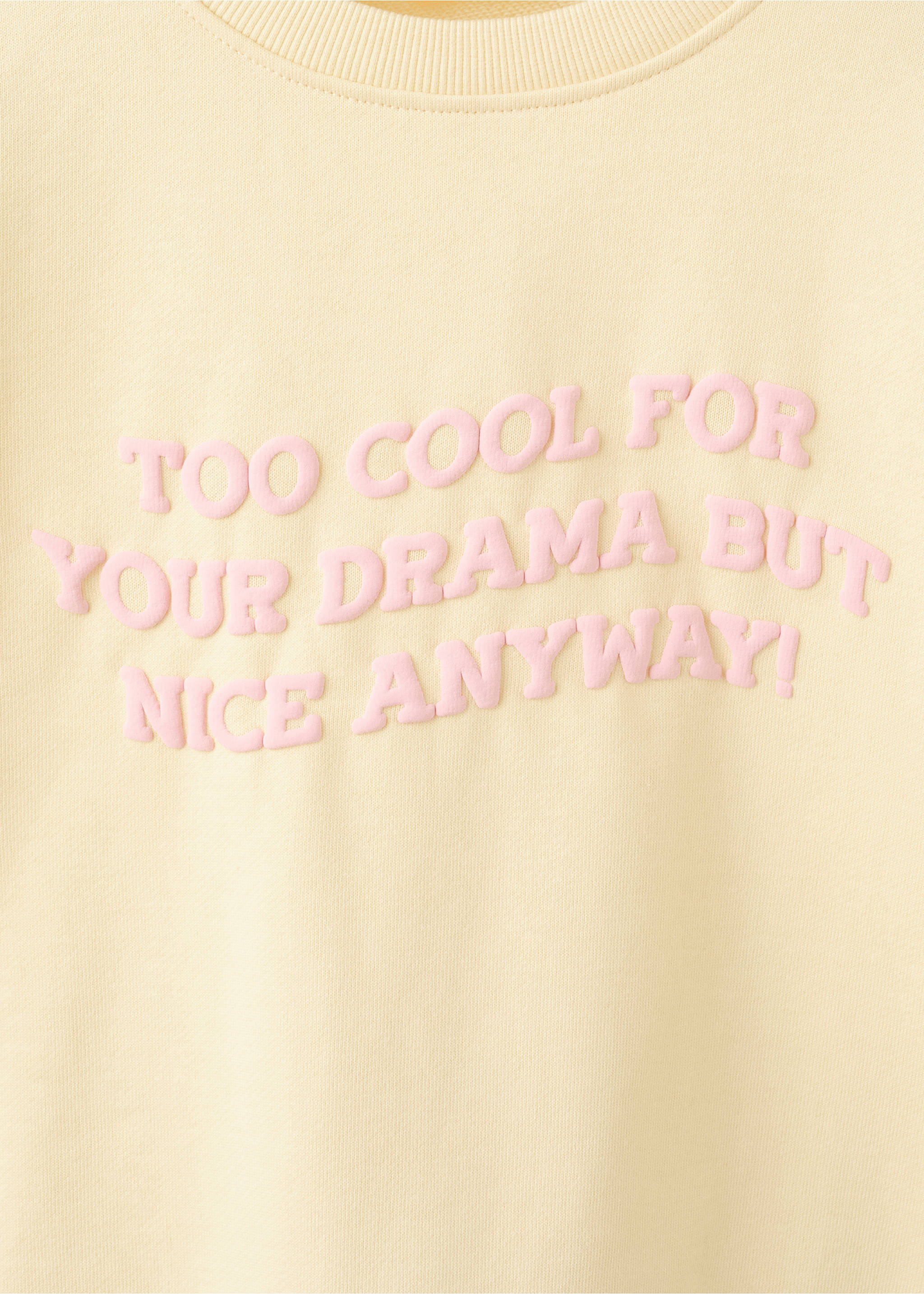 Cotton sweatshirt with text - Details of the article 8, Pastel Yellow. Ref: 27015149-00.