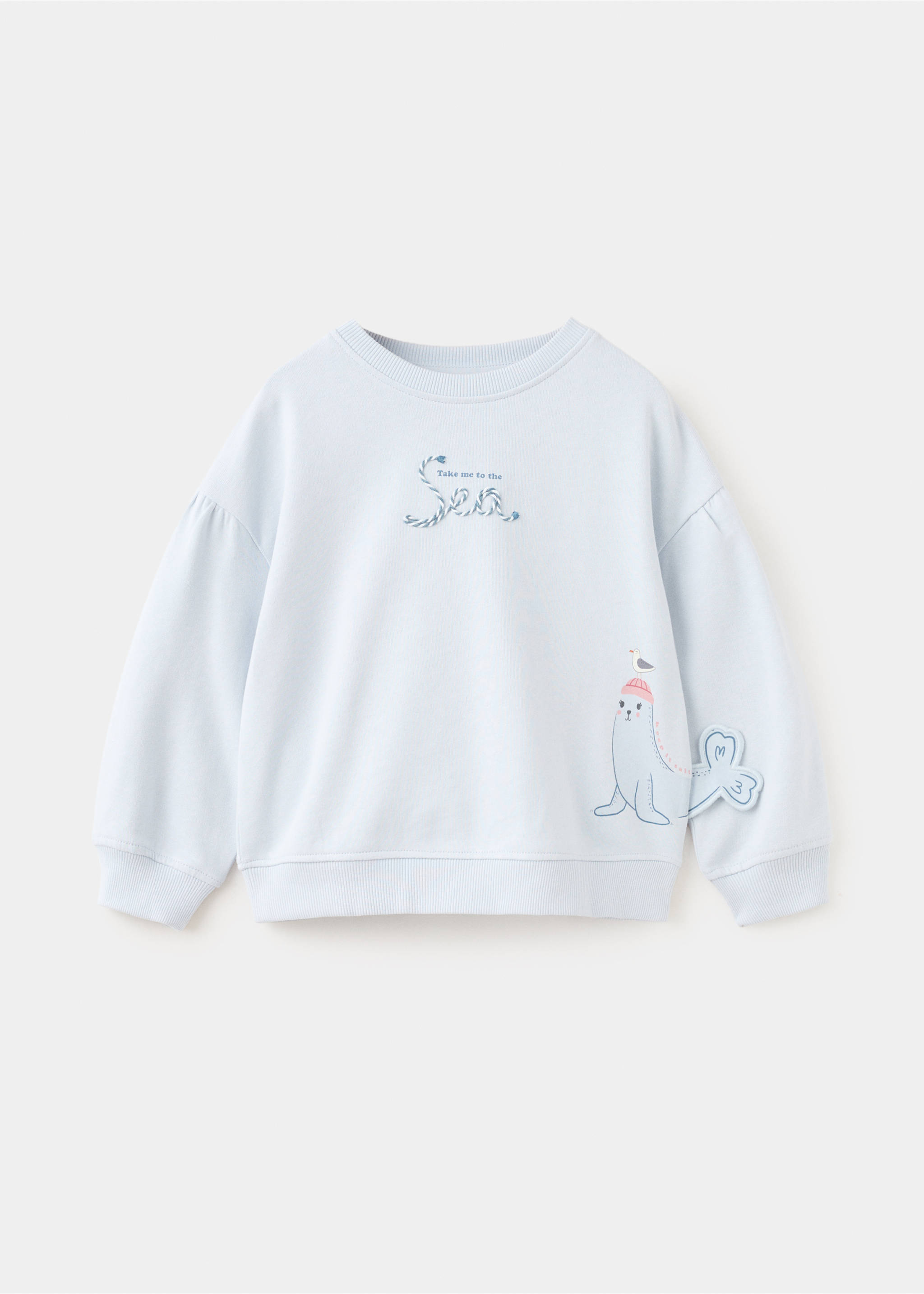 Sudadera estampada foca - Artículo sin modelo, Azul celeste. Ref: 27015150-00.