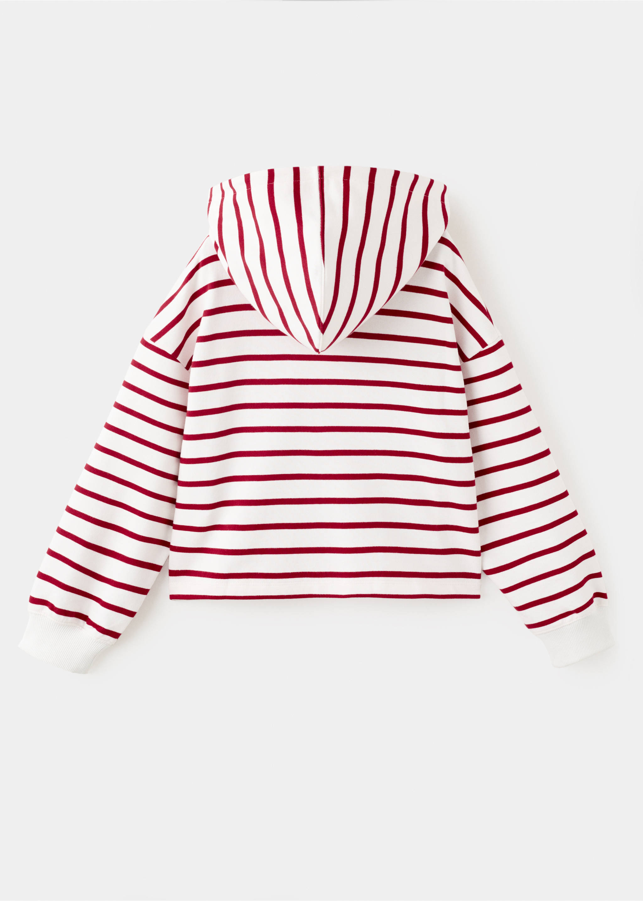Striped hooded sweatshirt - Reverse of the article, Red. Ref: 27015151-00.