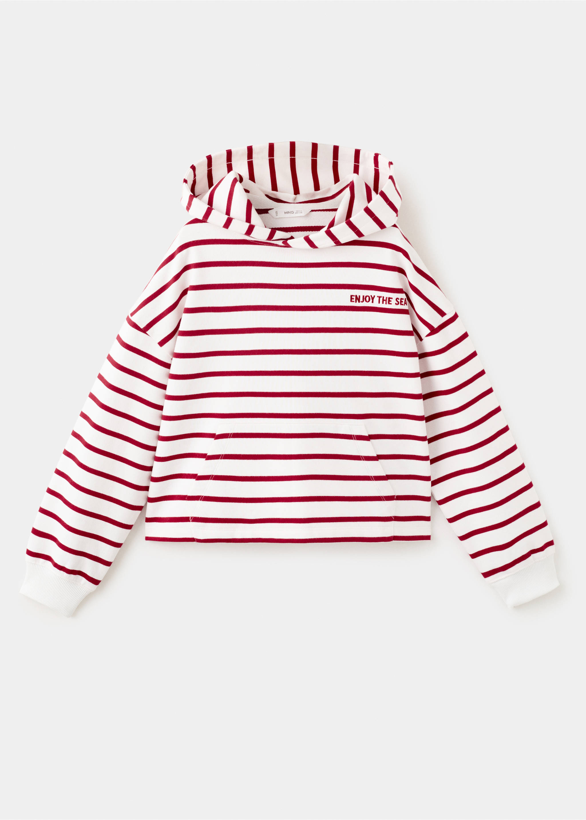 Striped hooded sweatshirt - Article without model, Red. Ref: 27015151-00.
