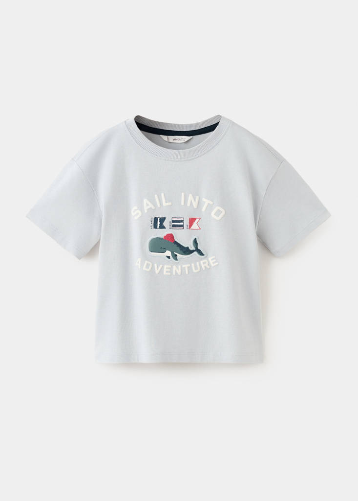 Printed cotton-blend t-shirt — Sky Blue
