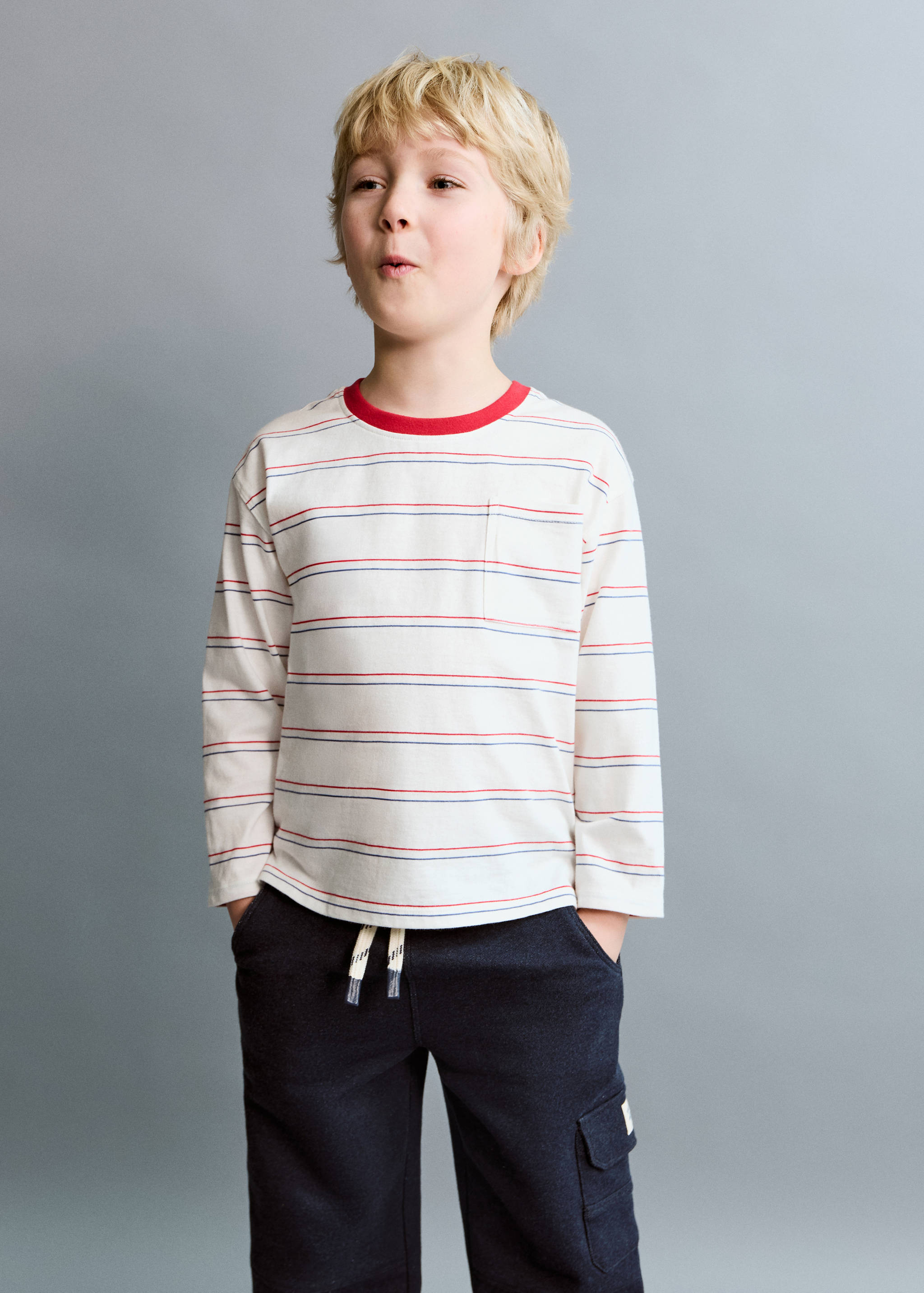 Camiseta algodón rayas - Plano medio