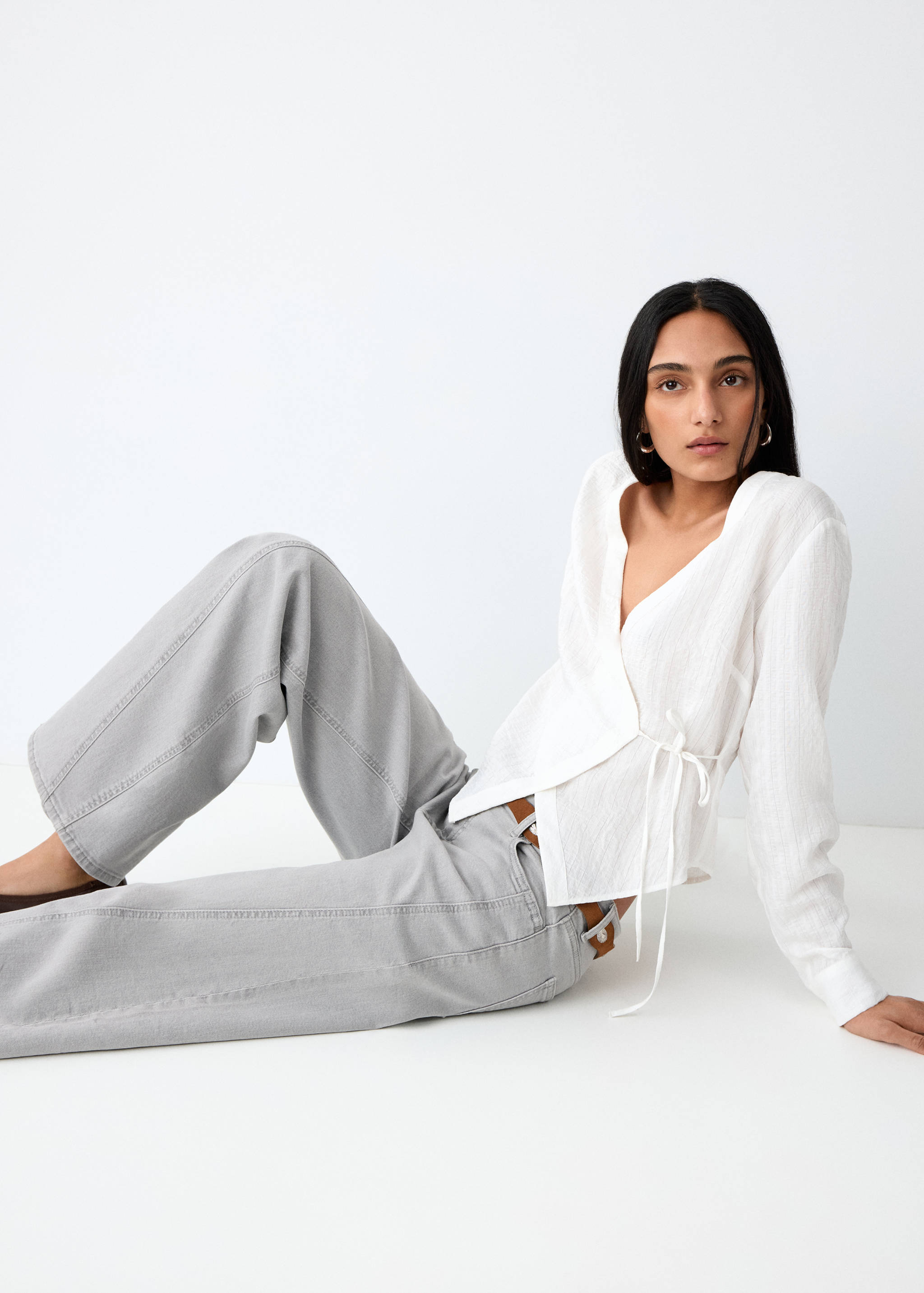 Джинсы с широкими штанинами и декоративными швами - Деталь изделия 2