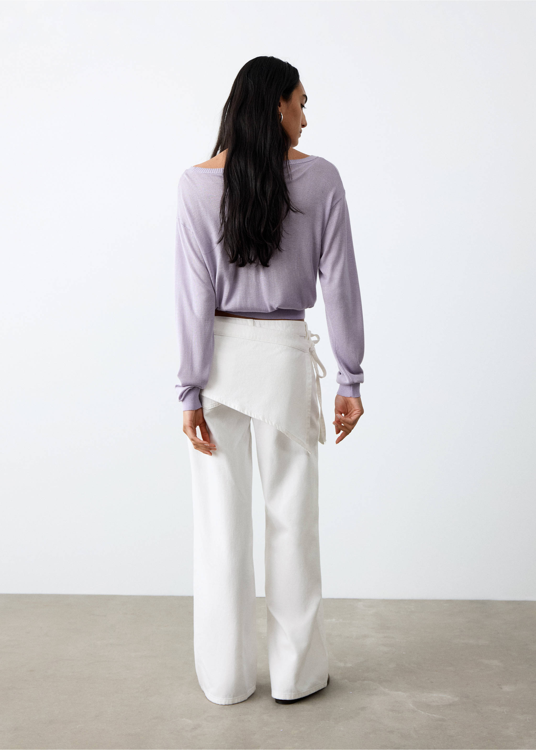 Jean wide leg removable scarf - Reverse of the article, Off White. Ref: 27015160-00.