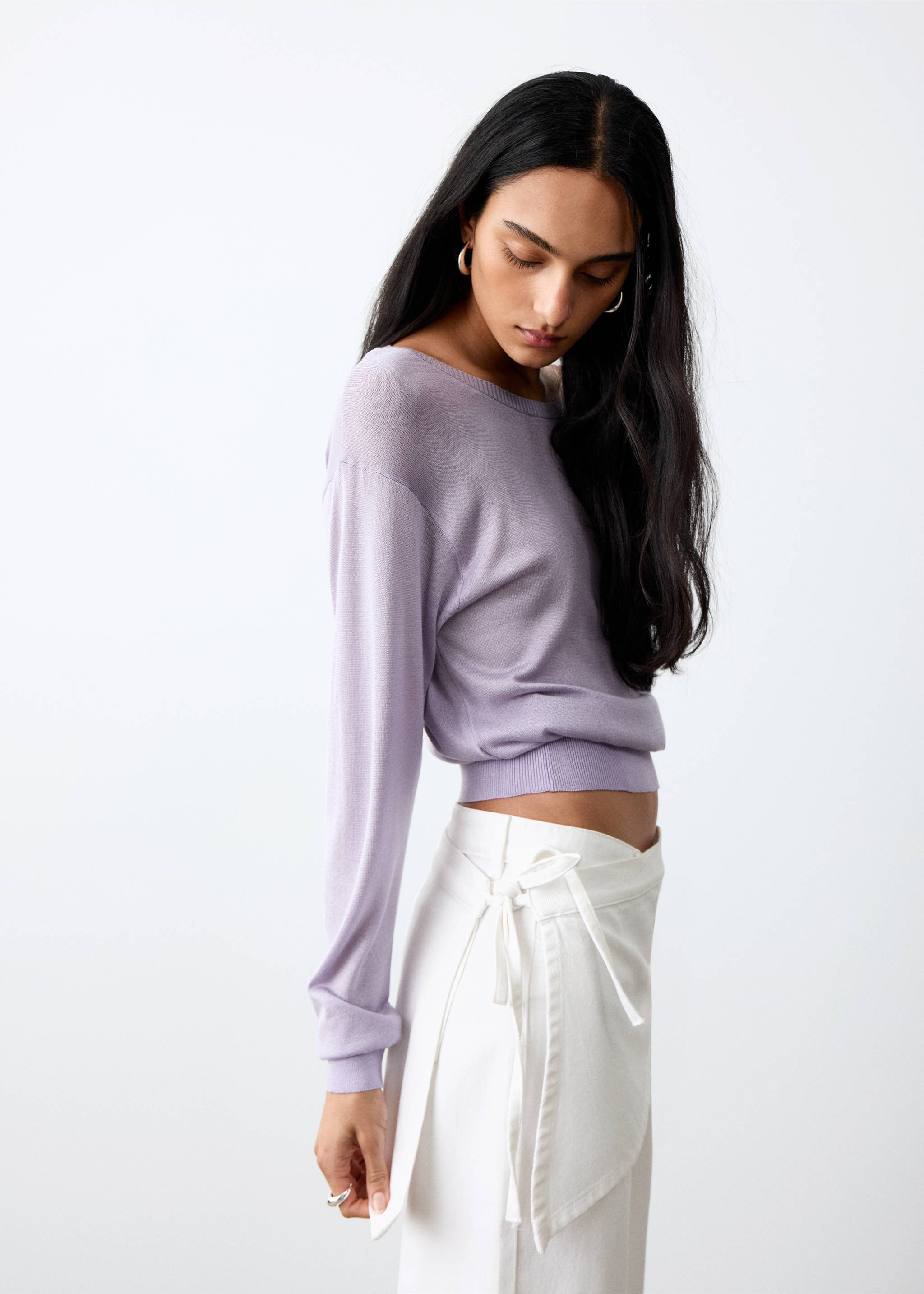 Jean wide leg removable scarf - Details of the article 1, Off White. Ref: 27015160-00.