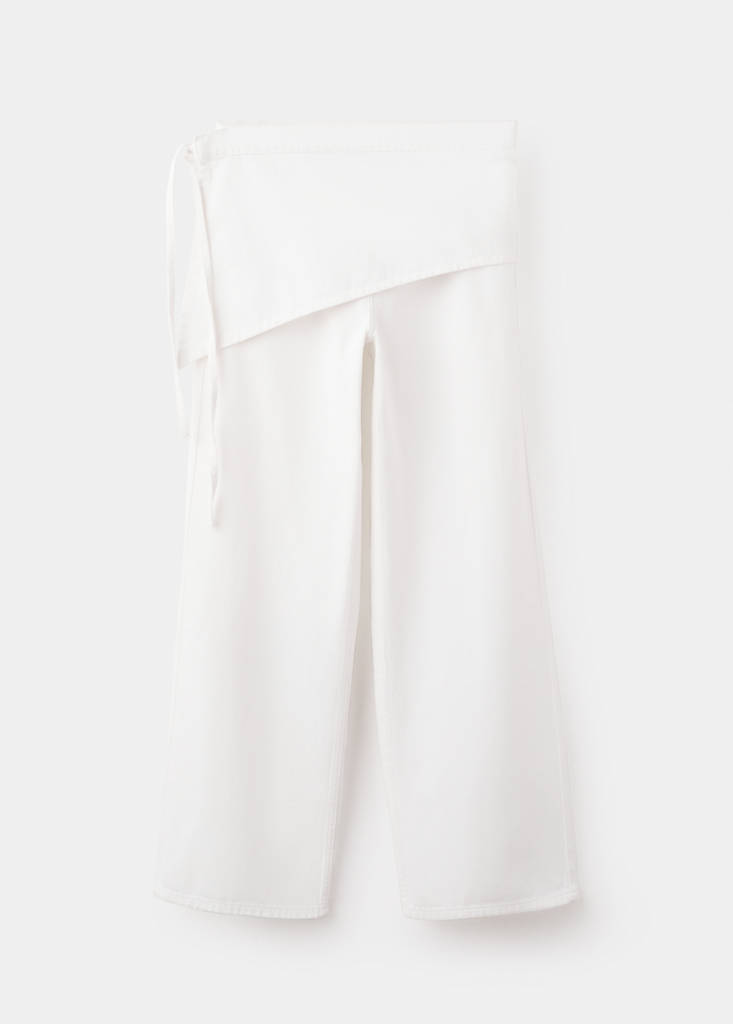 Jean wide leg removable scarf — Off White