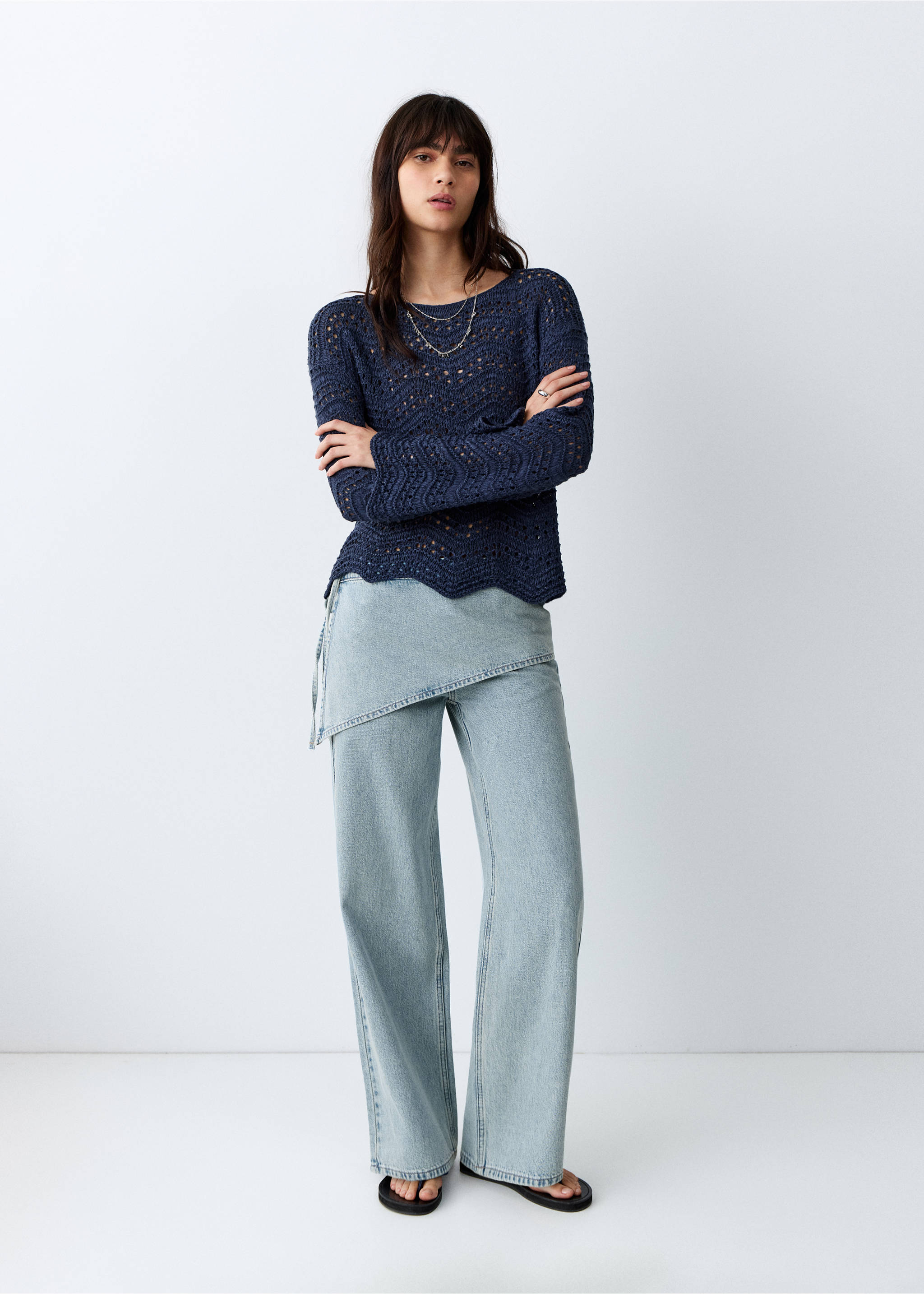 Jean wide leg removable scarf - General plane, Light Blue. Ref: 27015161-00.