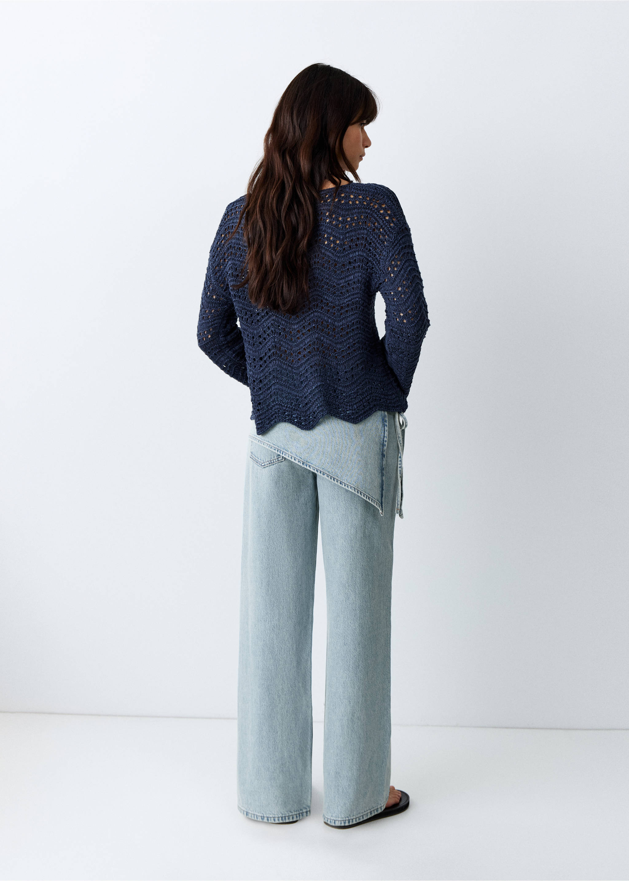 Jean wide leg removable scarf - Reverse of the article, Light Blue. Ref: 27015161-00.