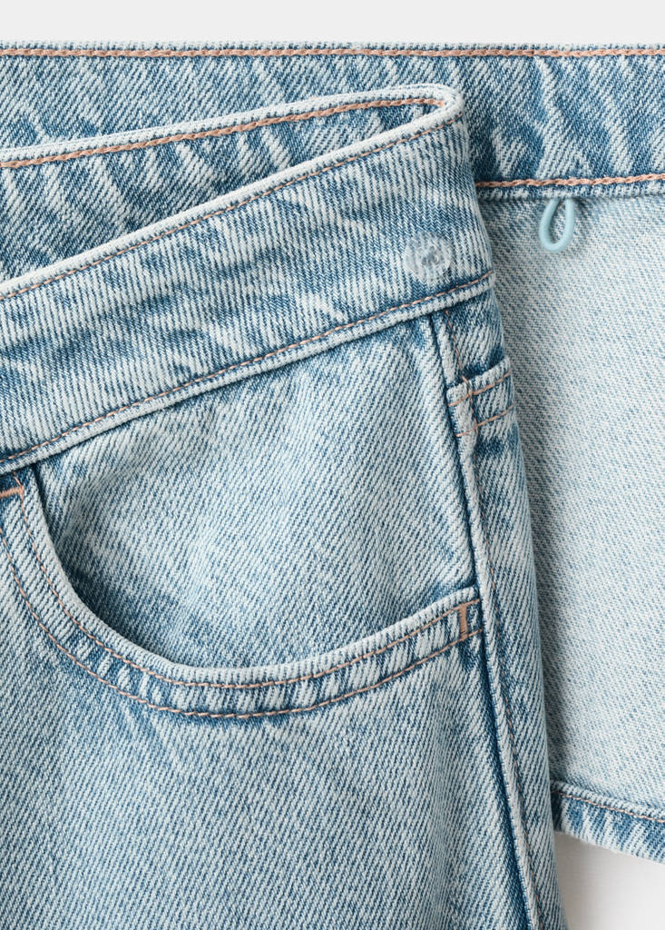 Jean wide leg removable scarf — Light Blue