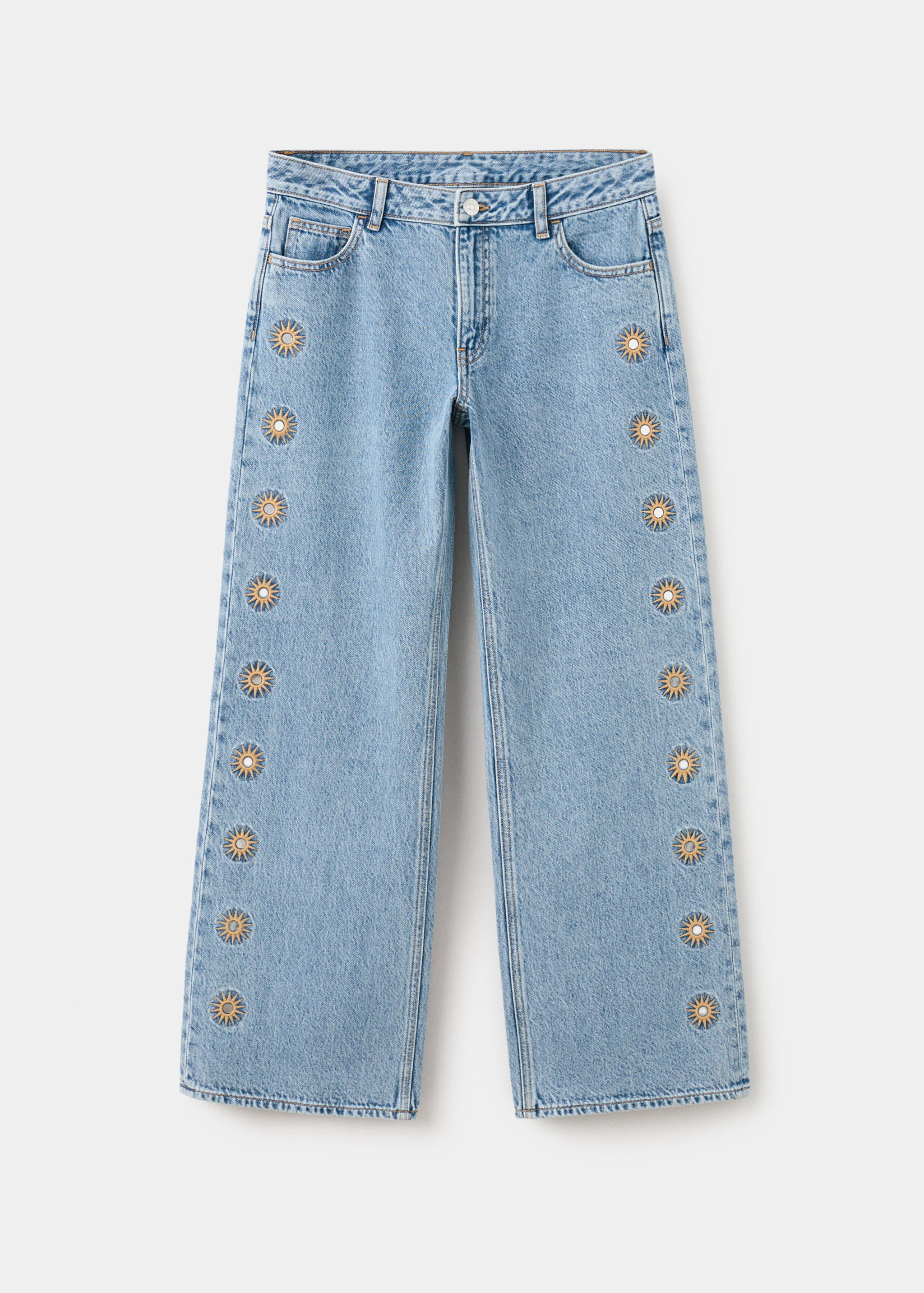 Embroidered straight-leg jeans - Article without model