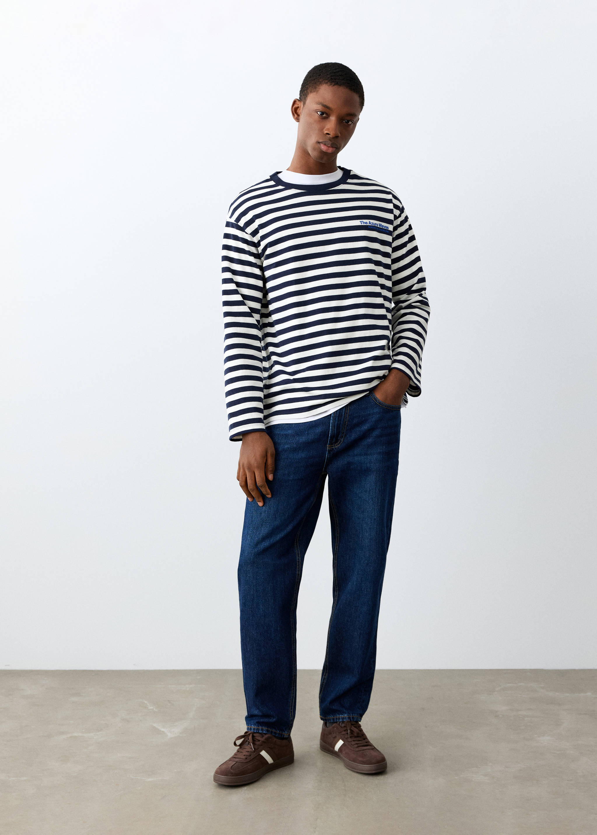 Camiseta rayas estampada - Plano general