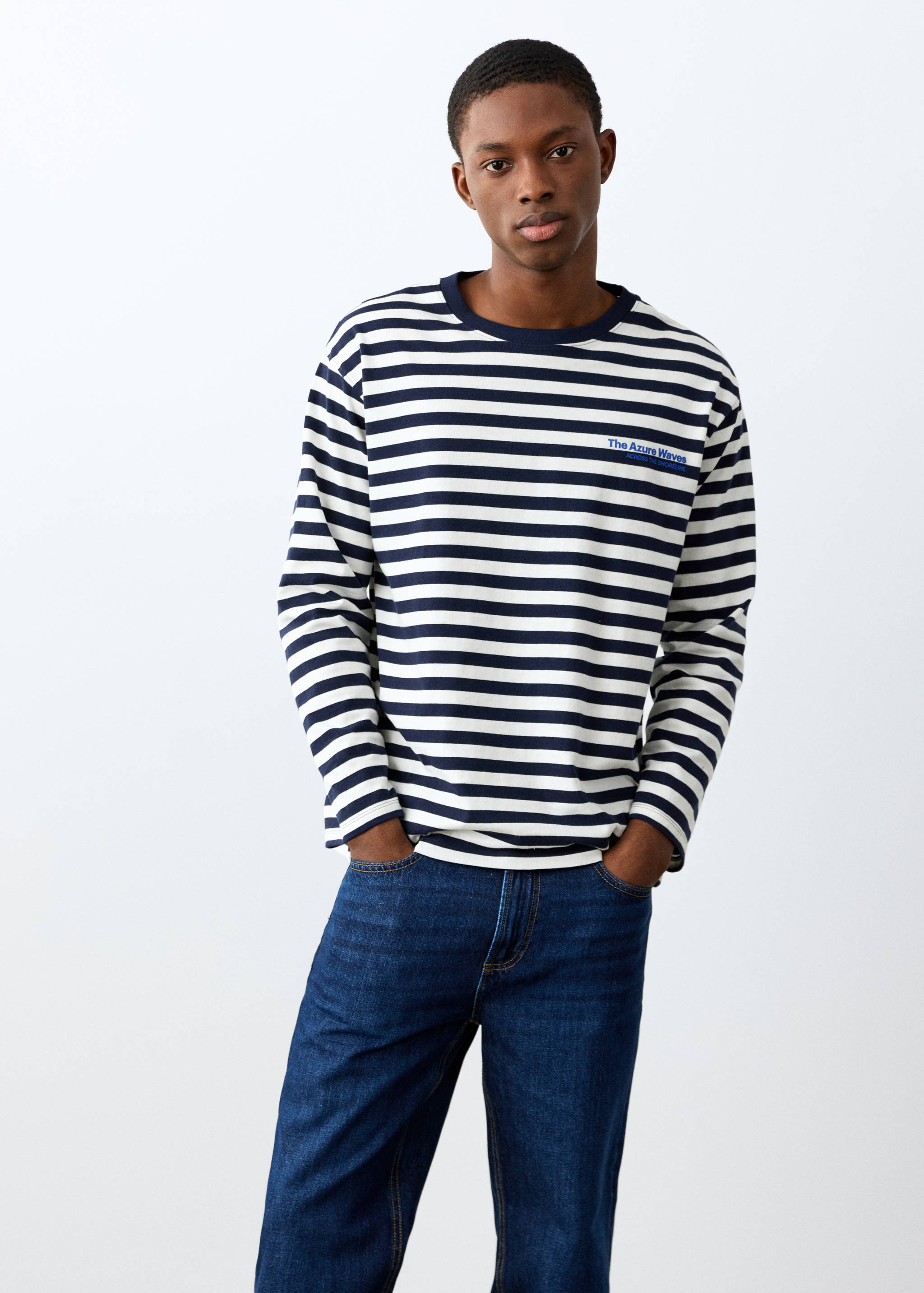 Camiseta rayas estampada - Plano medio