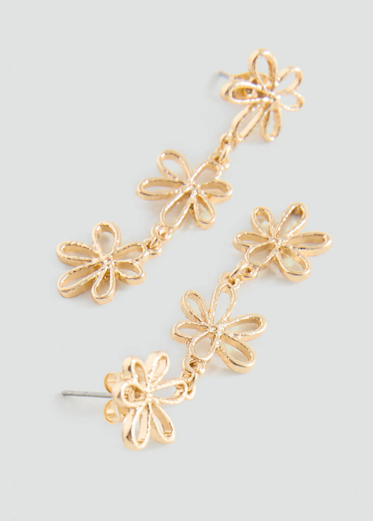 Long flower earrings — Gold