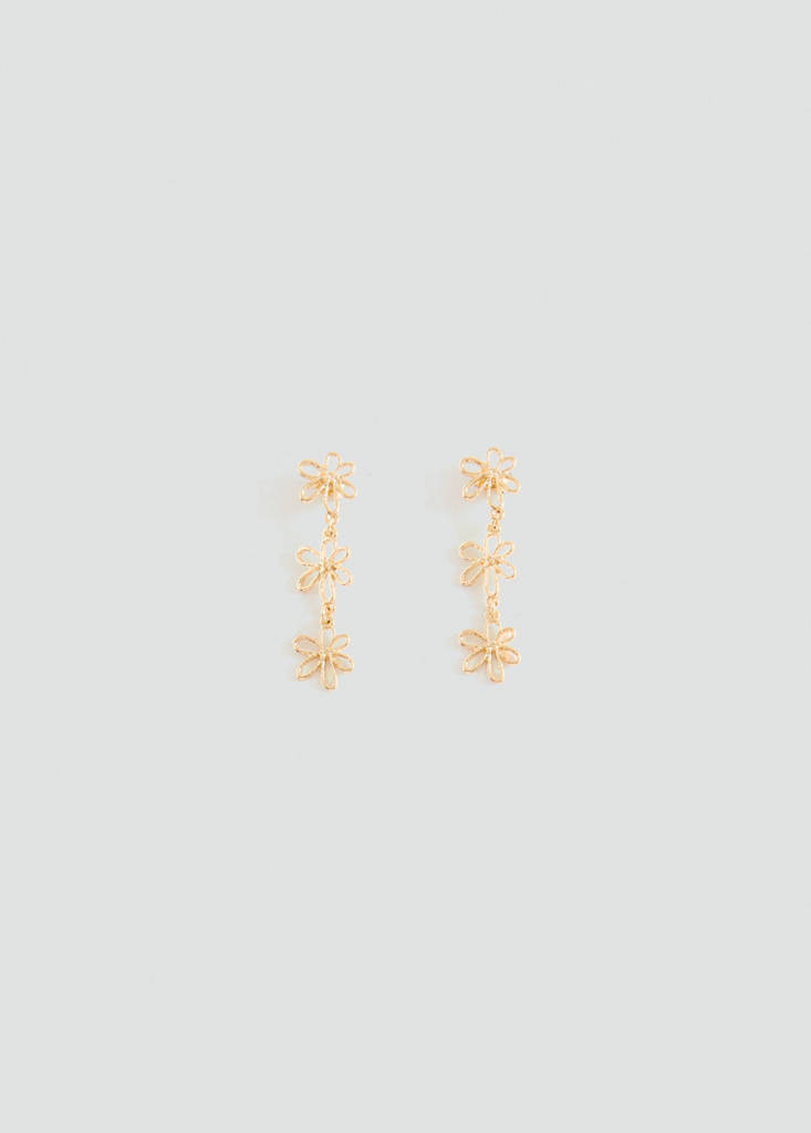 Long flower earrings — Gold