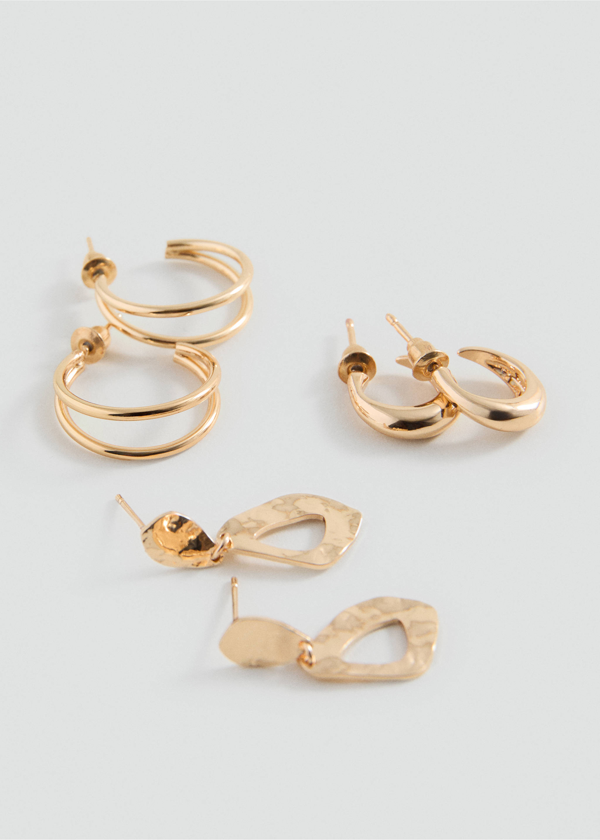 Pack of 3 combined earrings - Medium plane, Gold. Ref: 27015175-00.