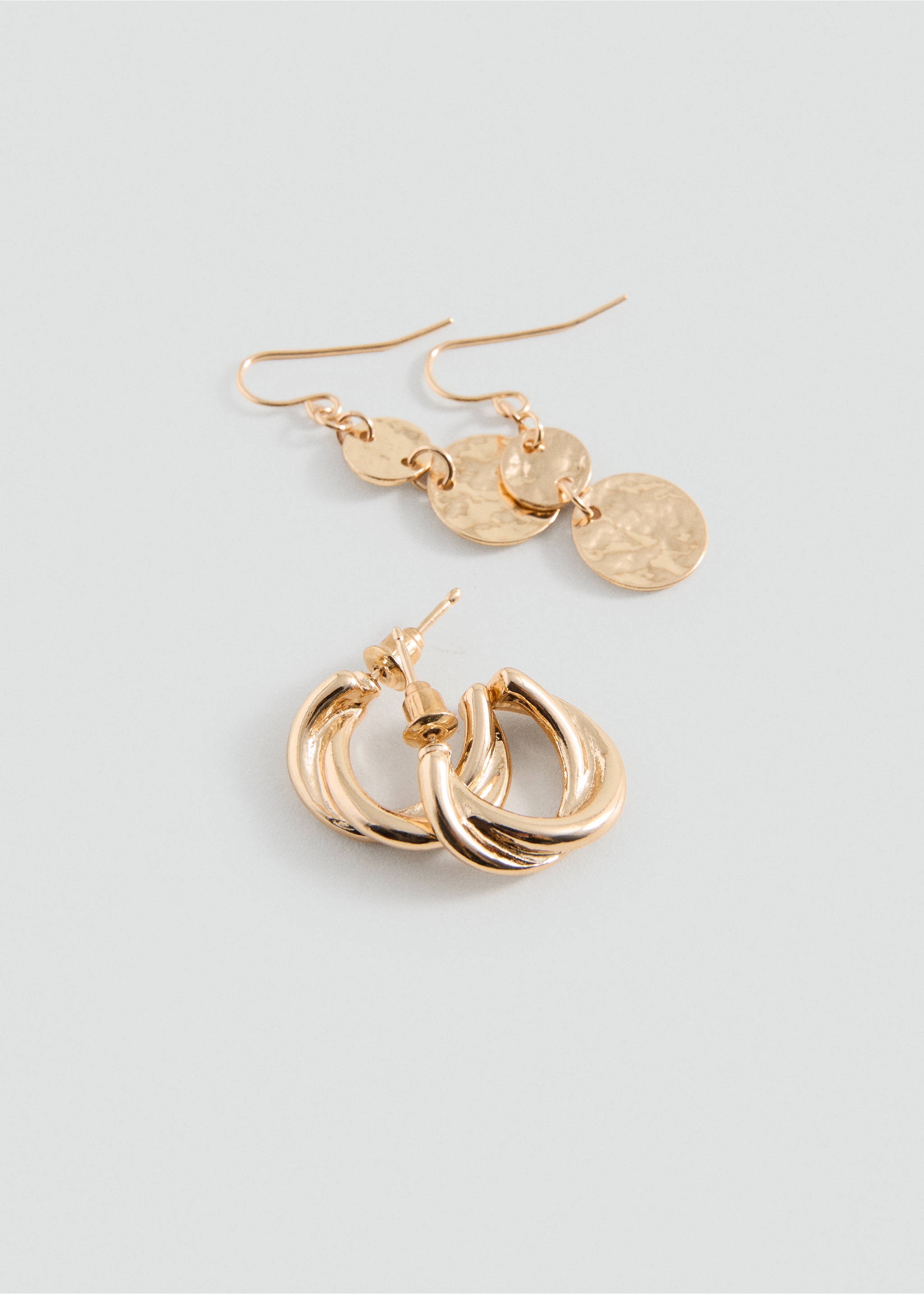 Pack of 2 mixed earrings - Medium plane, Gold. Ref: 27015177-00.