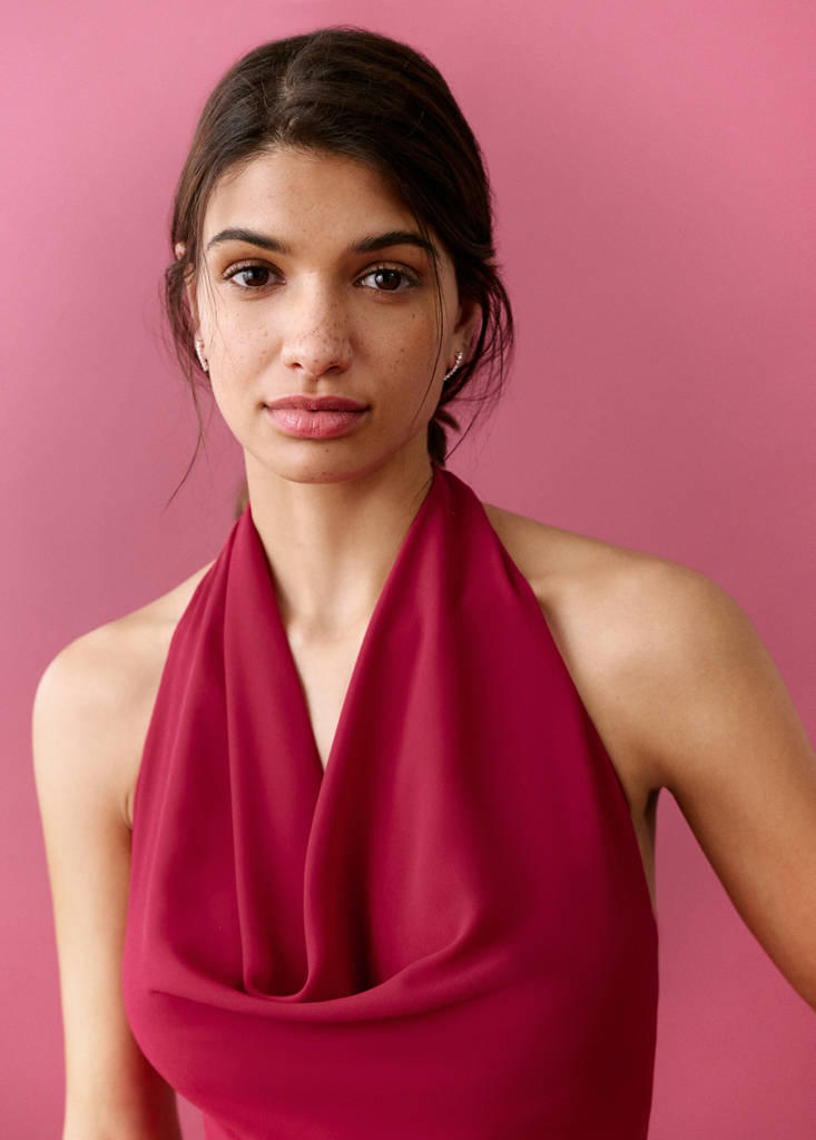 Halter-neck open-back dress — Red