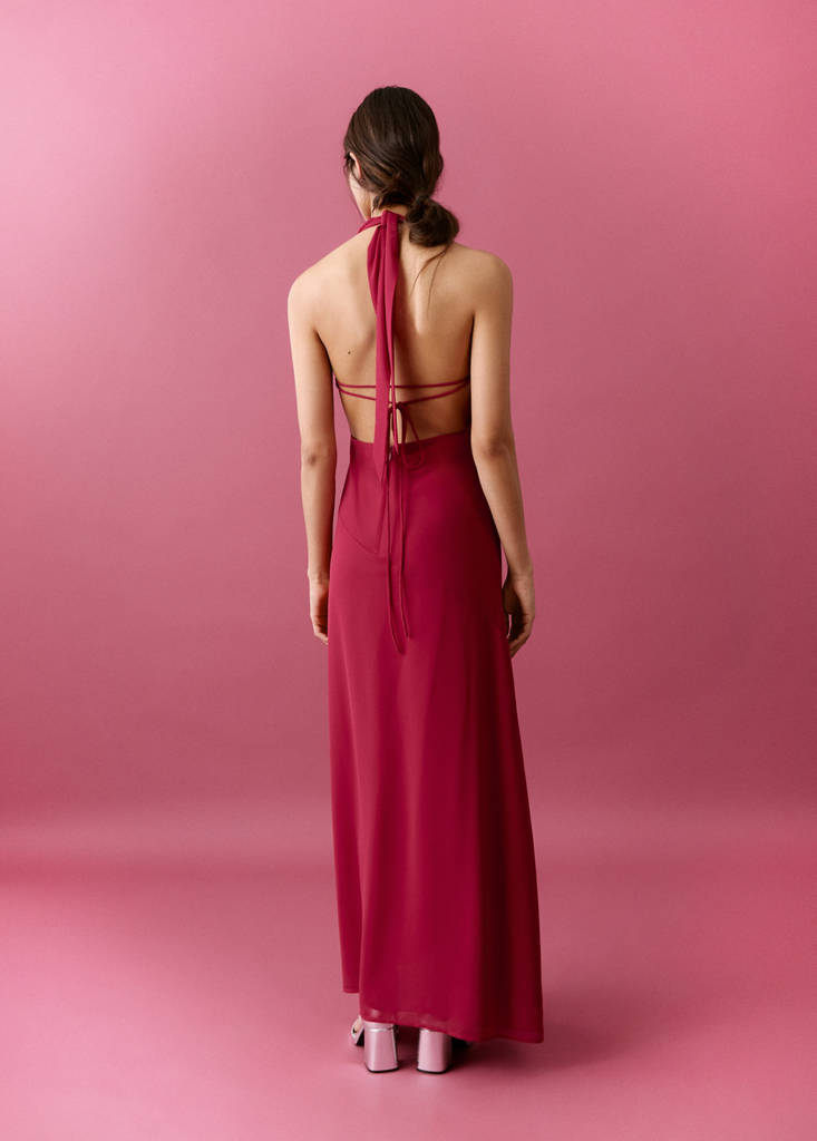 Halter-neck open-back dress — Red