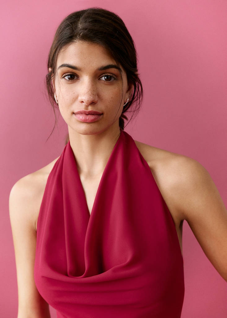 Halter-neck open-back dress — Red