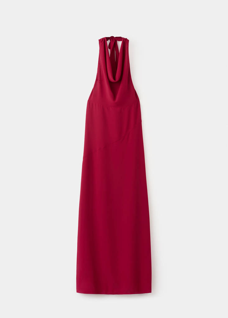 Halter-neck open-back dress — Red