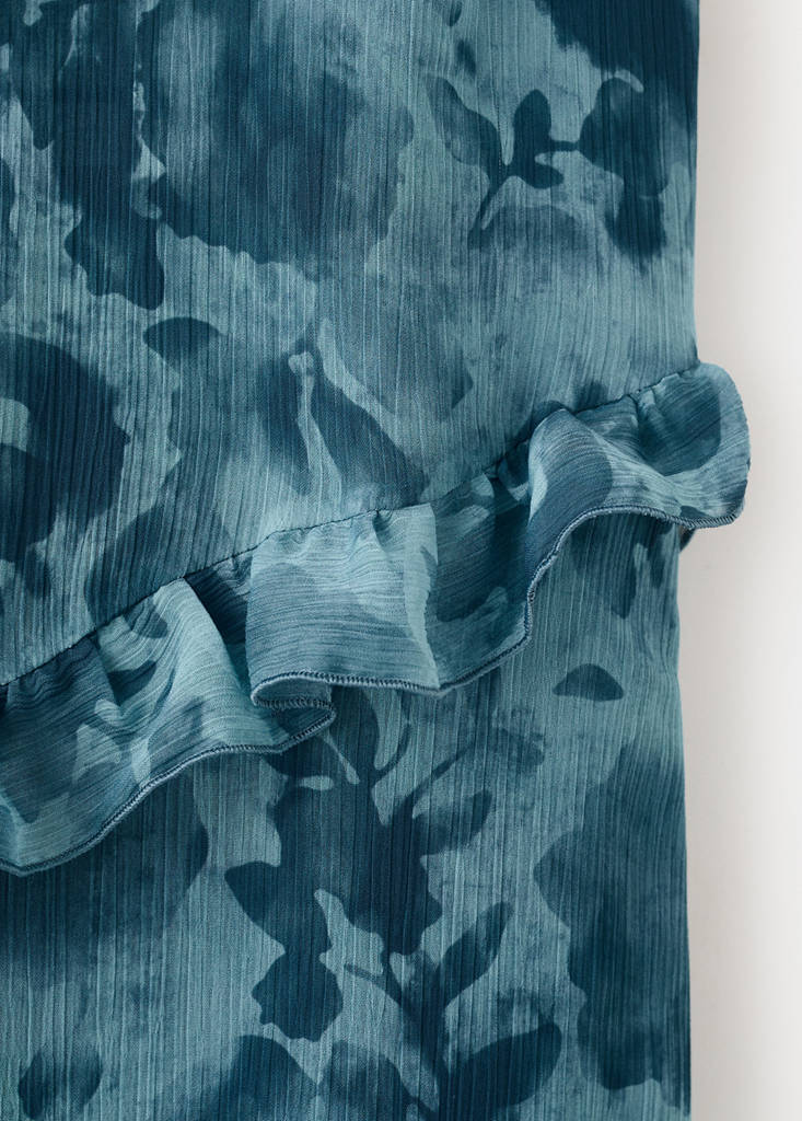 Ruffled printed dress — Blue