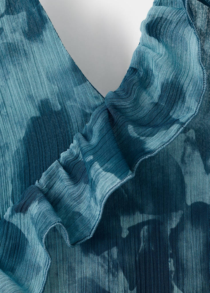 Ruffled printed dress — Blue