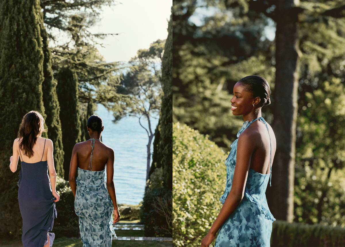 Ruffled printed dress — Blue