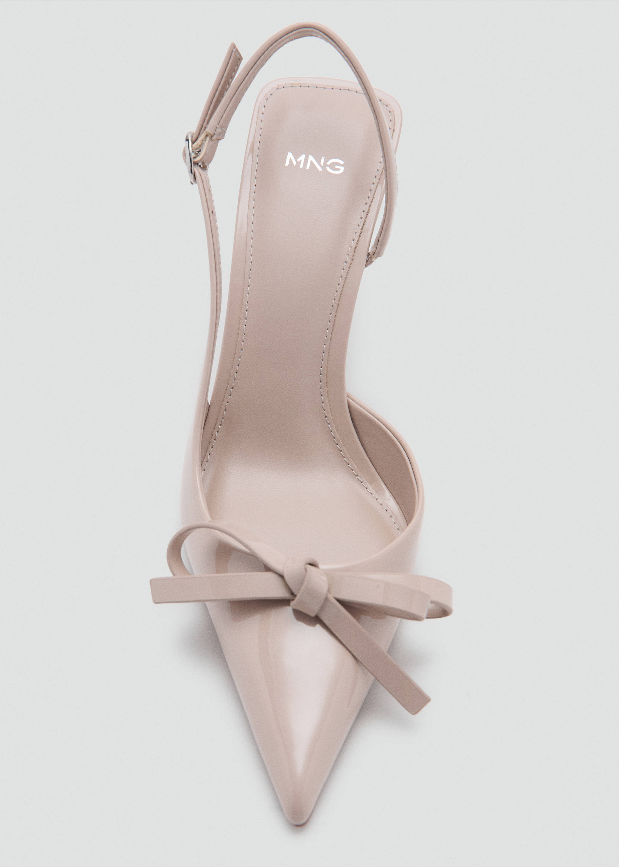 High-heeled shoes with pointed toe and bow - Details of the article 3, Nude. Ref: 27015819-00.