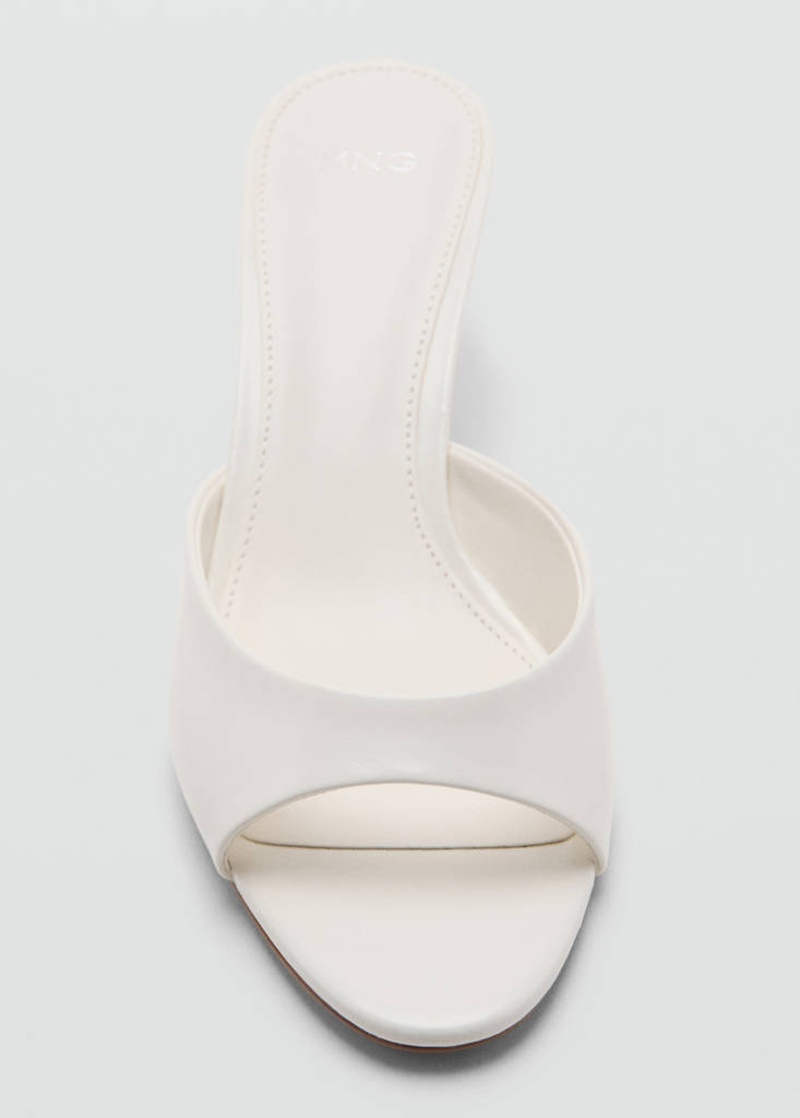 Kitten-heel sandals with strap — White