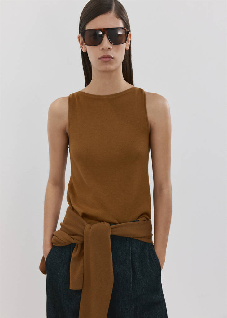Fine-knit top — Caramel