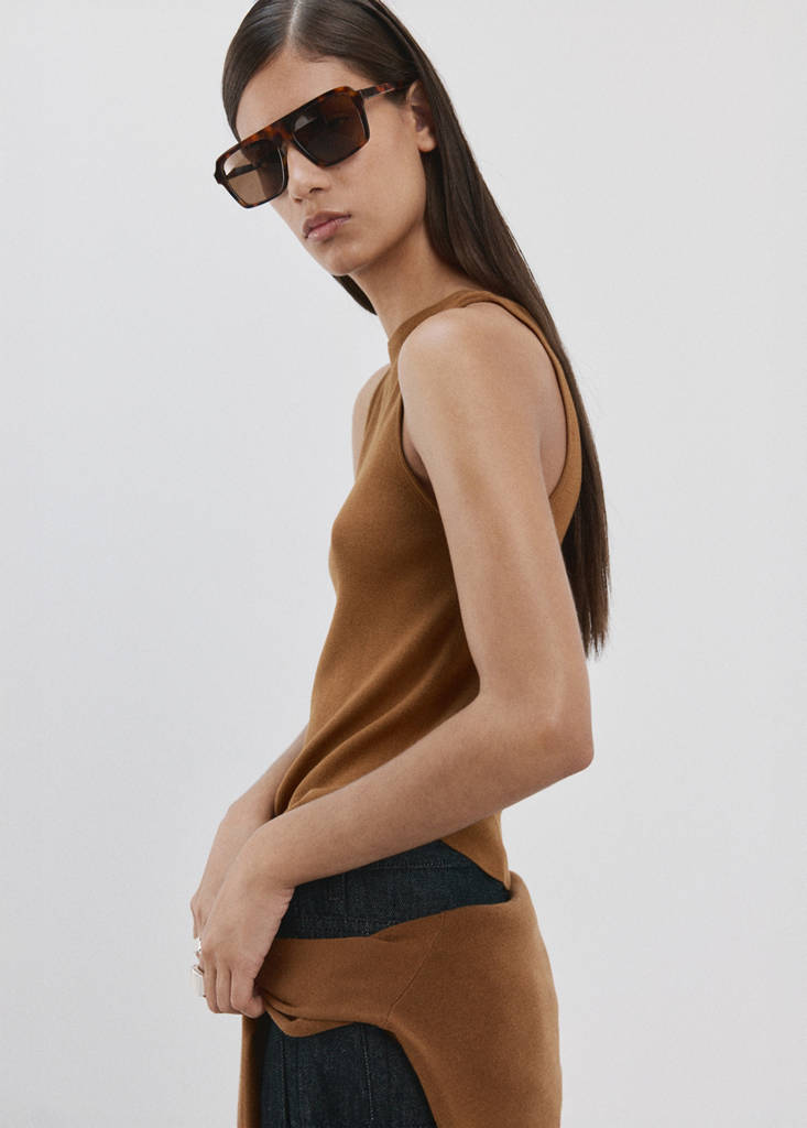 Fine-knit top — Caramel