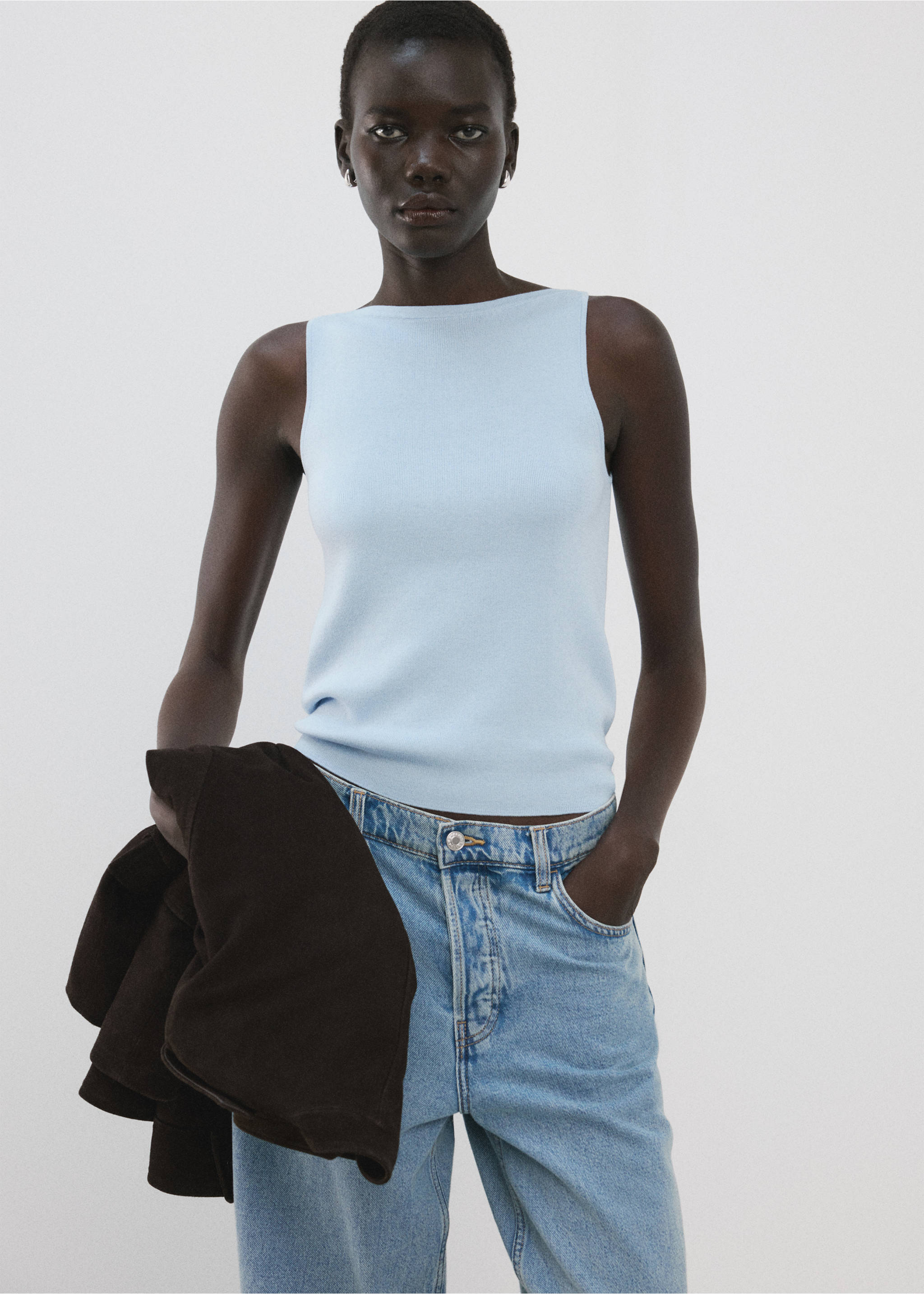 Fine-knit top - Medium plane, Sky Blue. Ref: 27015821-00.