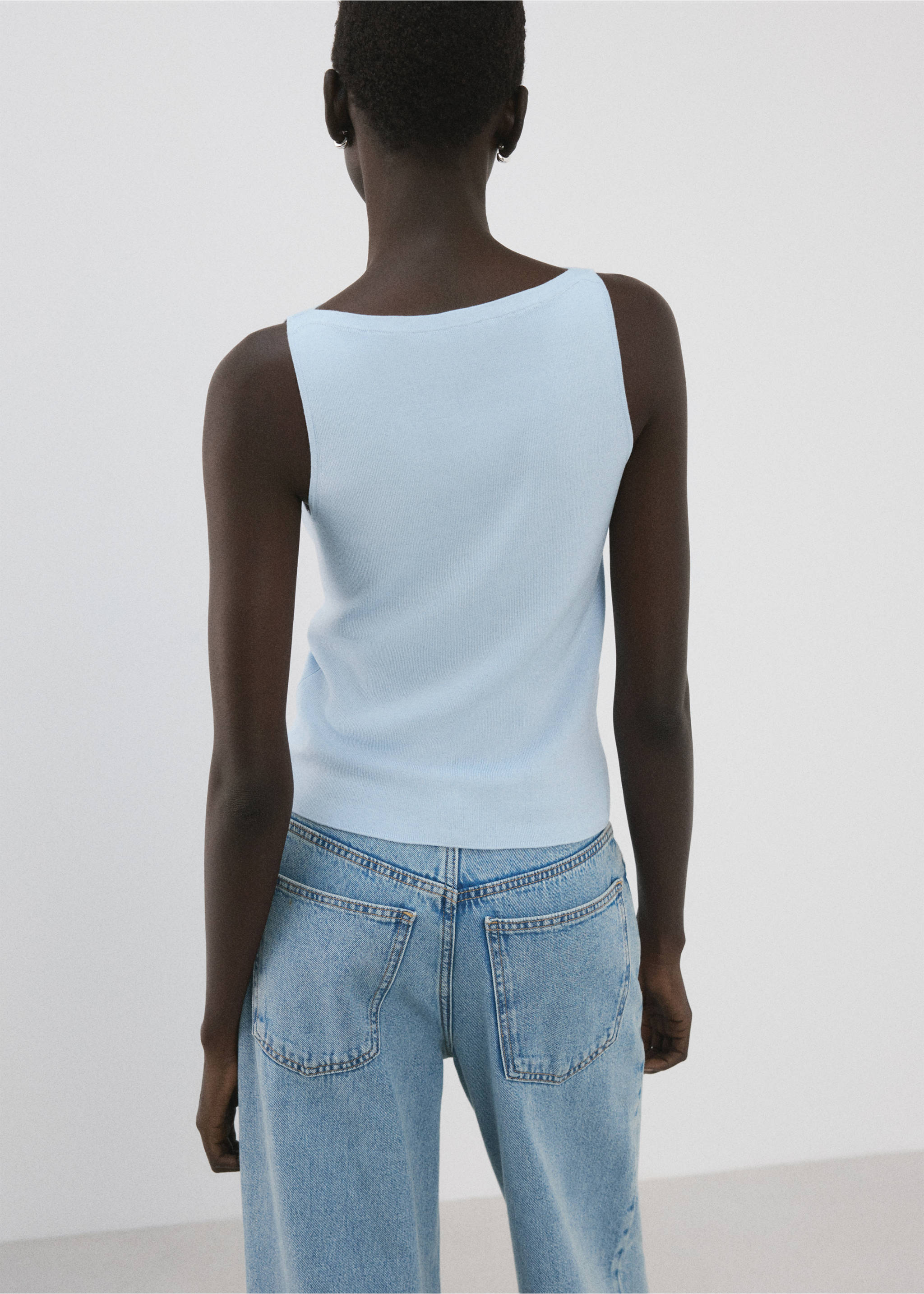 Fine-knit top - Reverse of the article, Sky Blue. Ref: 27015821-00.