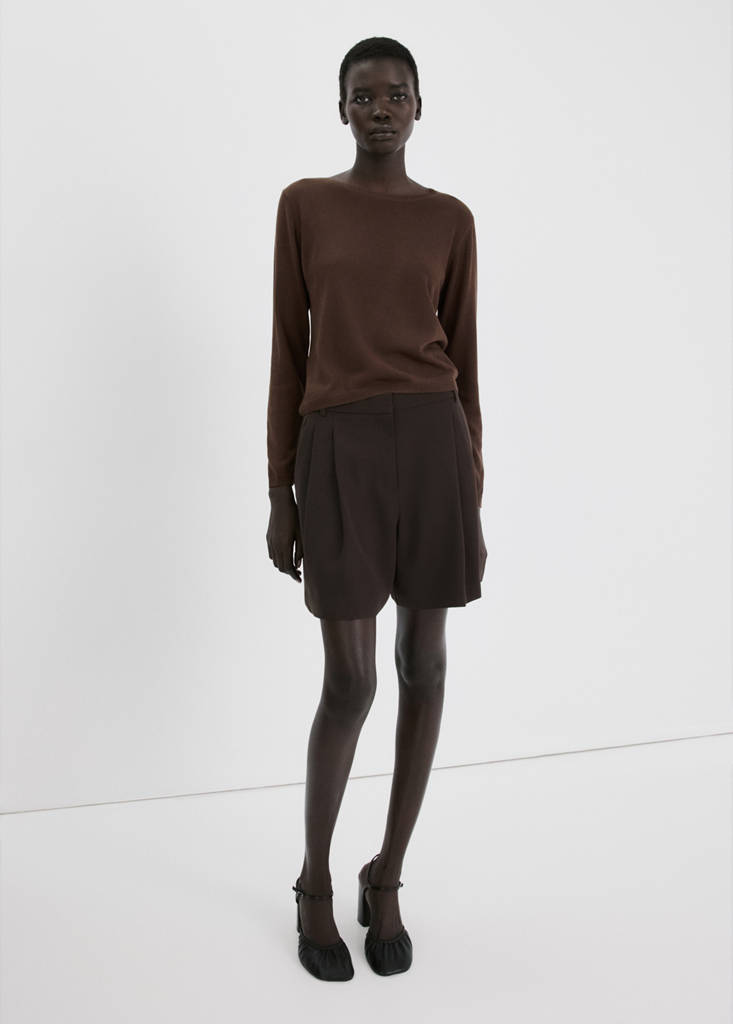 Long-sleeve knitted sweater — Chocolate