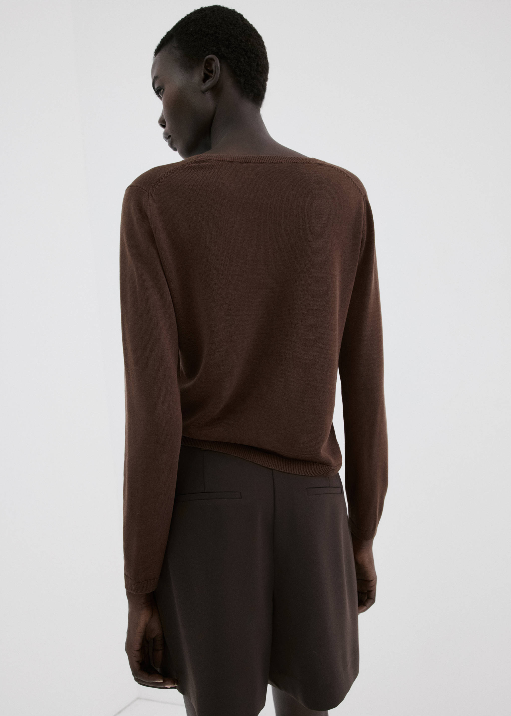 Pull-over maille manches longues - Verso de l’article, Chocolat. Ref: 27015822-00.